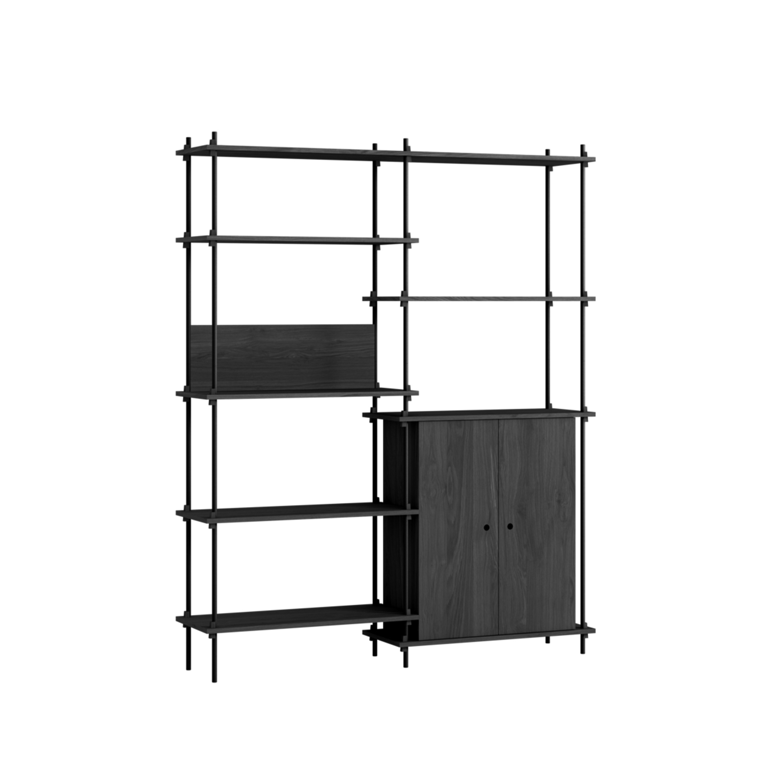 MOEBE // SHELVING SYSTEM - S.200.2.I | 200CM x 163CM |  BLACK SHELVES |  BLACK LEGS