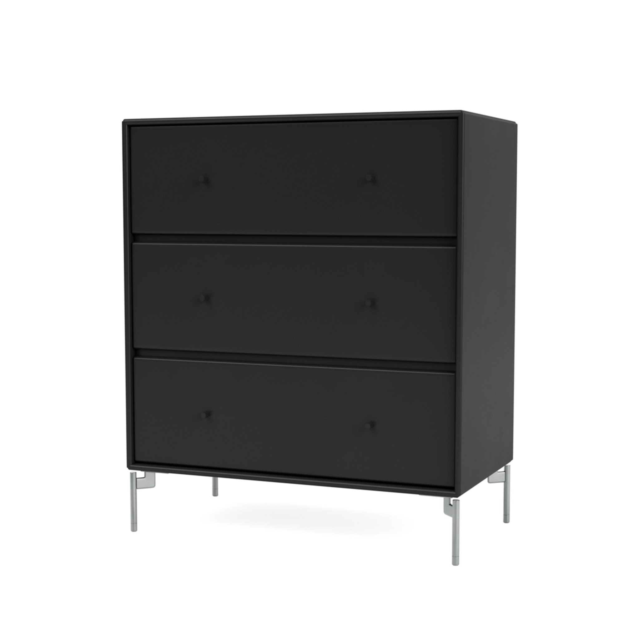 MONTANA // CARRY - CHEST OF DRAWERS WITH 3 DRAWERS | 05 BLACK | LEG COLOUR: SATIN CHROME