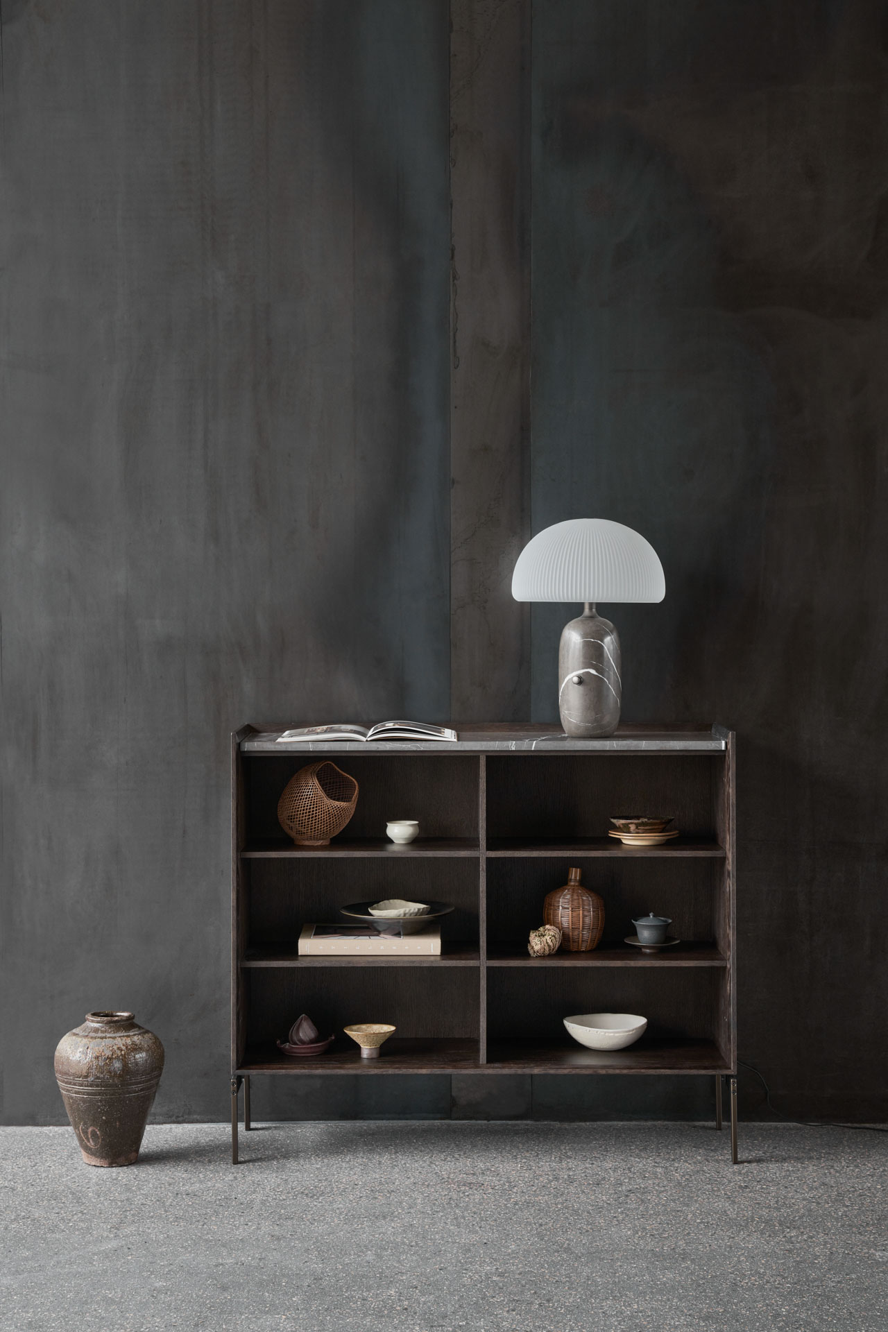 VIPP 675 // Cabinet H3 - Dark oak case, Pietra grey marble top