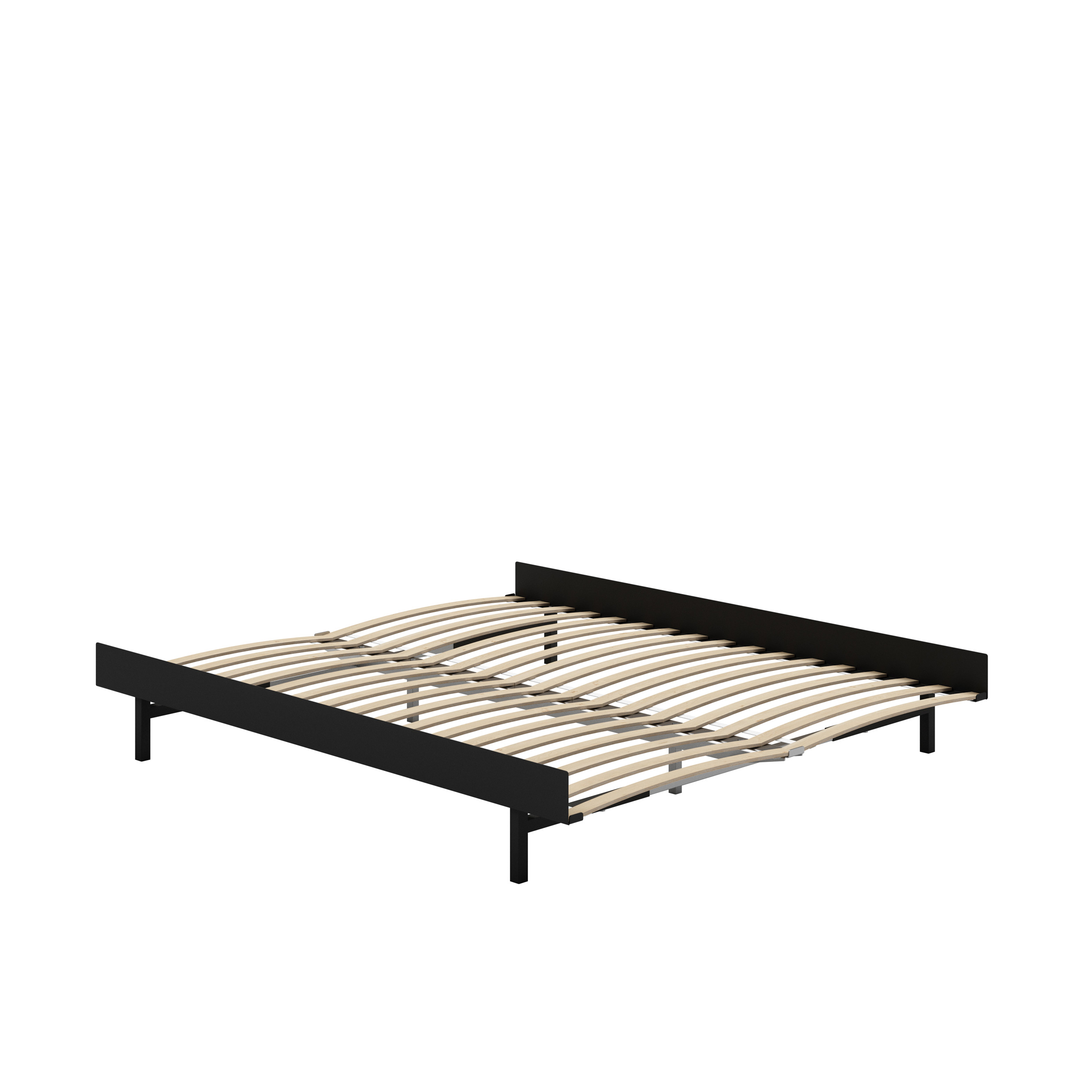 MOEBE // BED 160 CM (low) - BLACK | WITH SLATS | NO SIDE TABLE