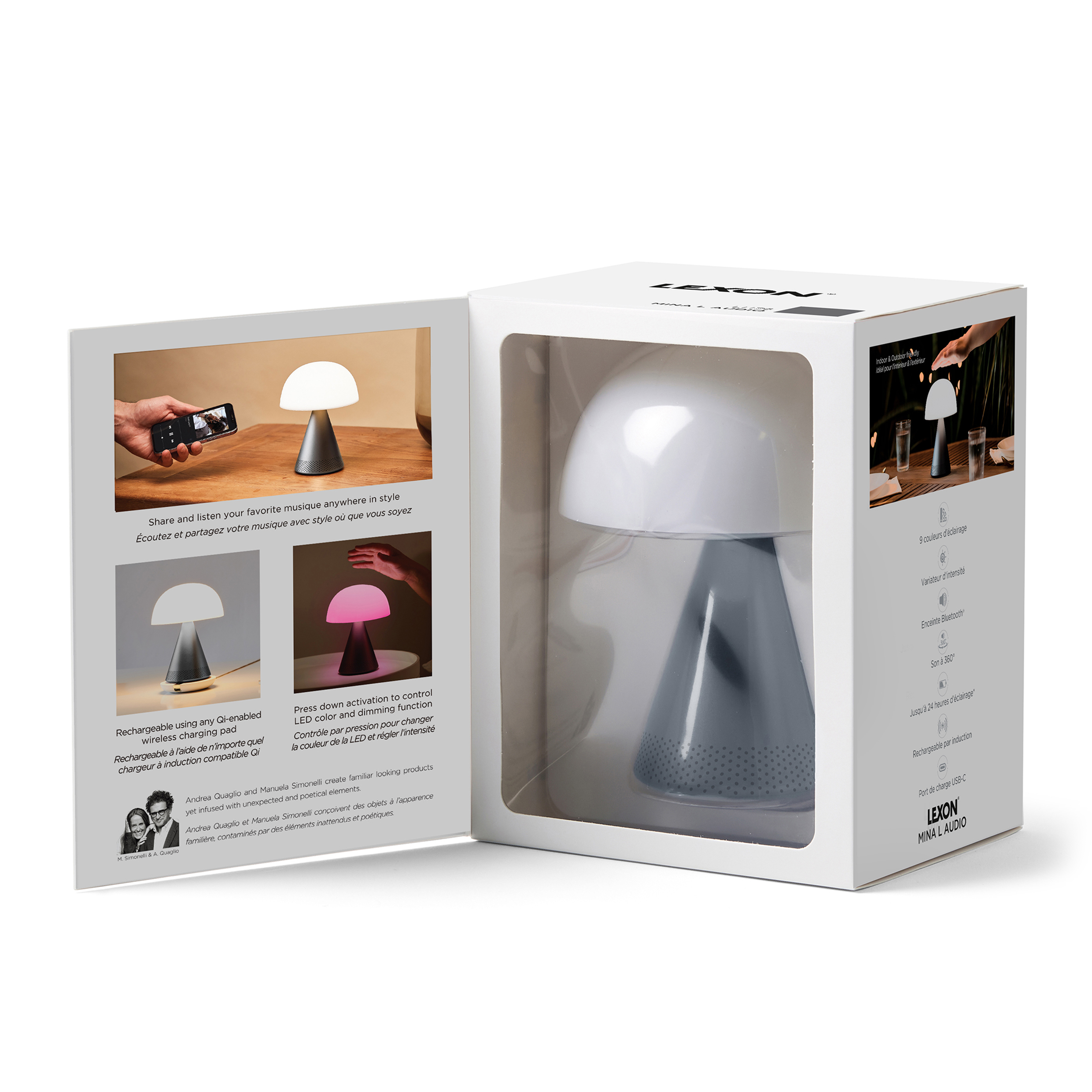 LEXON DESIGN // MINA L AUDIO - TABLE LAMP + SOUND | ALUMINUM