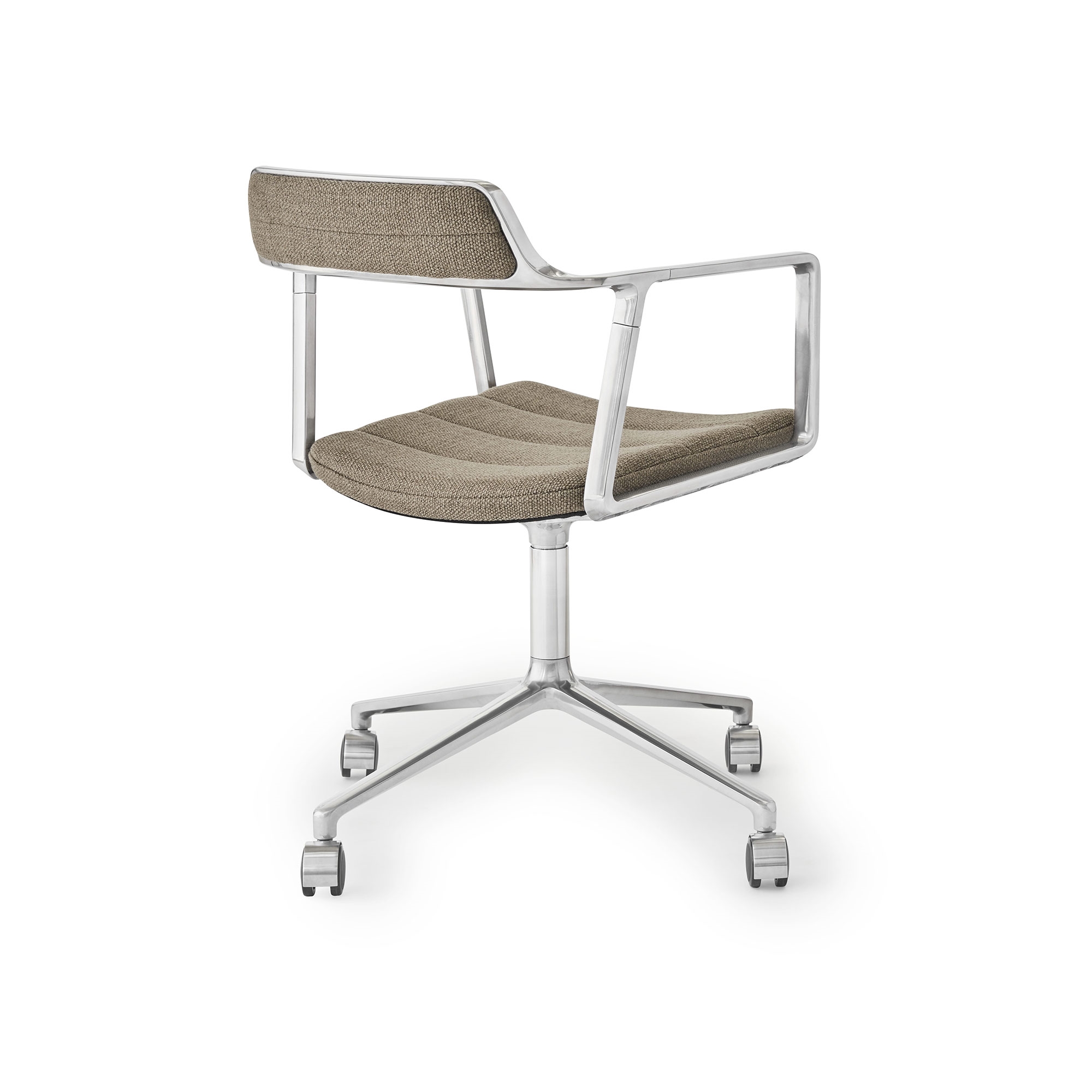 VIPP 452 // SWIVEL CHAIR - SAND TEXTILE, POLISHED FRAME, CASTERS