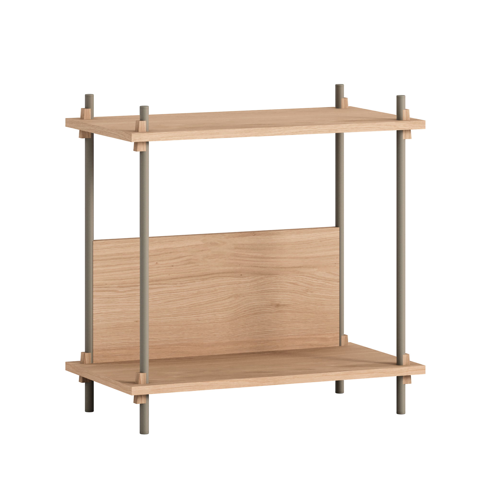 MOEBE // SHELVING SYSTEM - S.65.1.C | 65CM x 65CM |  OAK SHELVES |  WARM GREY LEGS