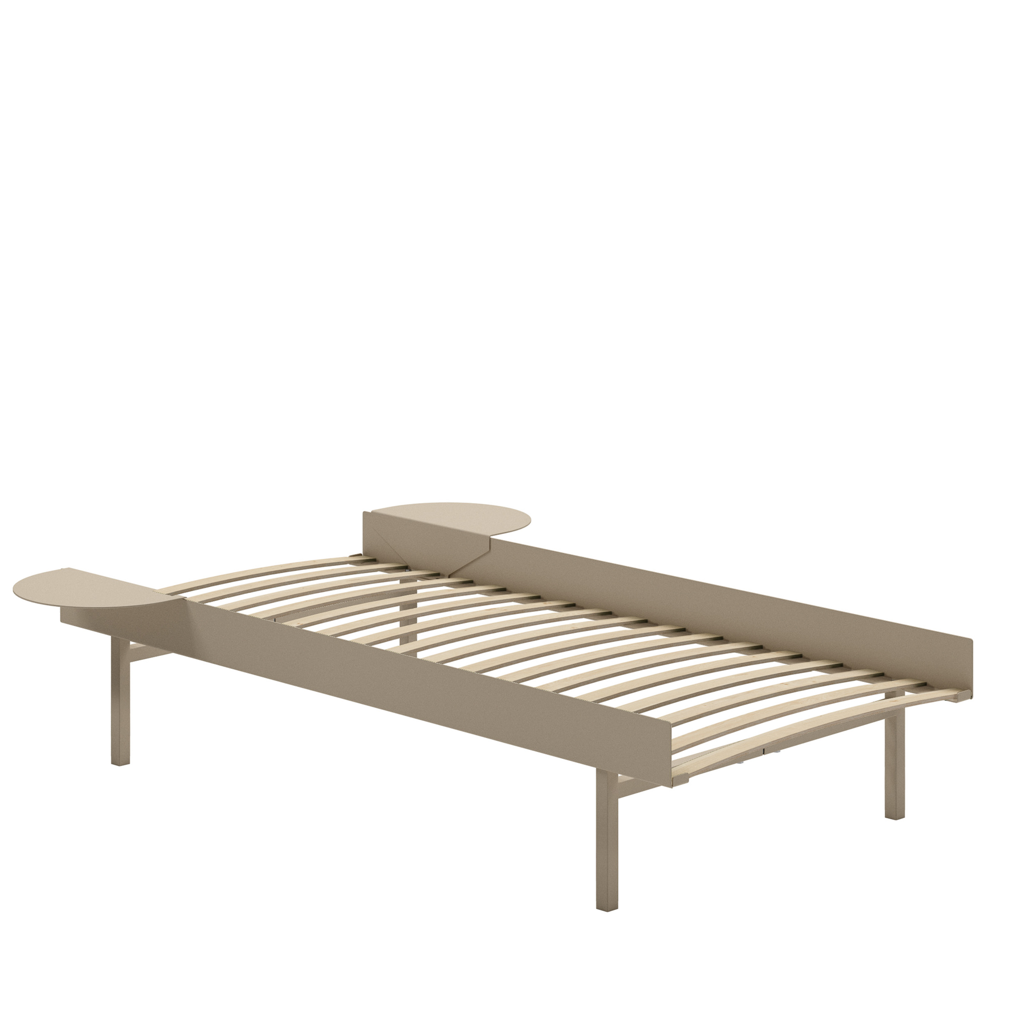 MOEBE // BED 90 CM (TALL) - SAND | WITH SLATS | 2x SIDE TABLE