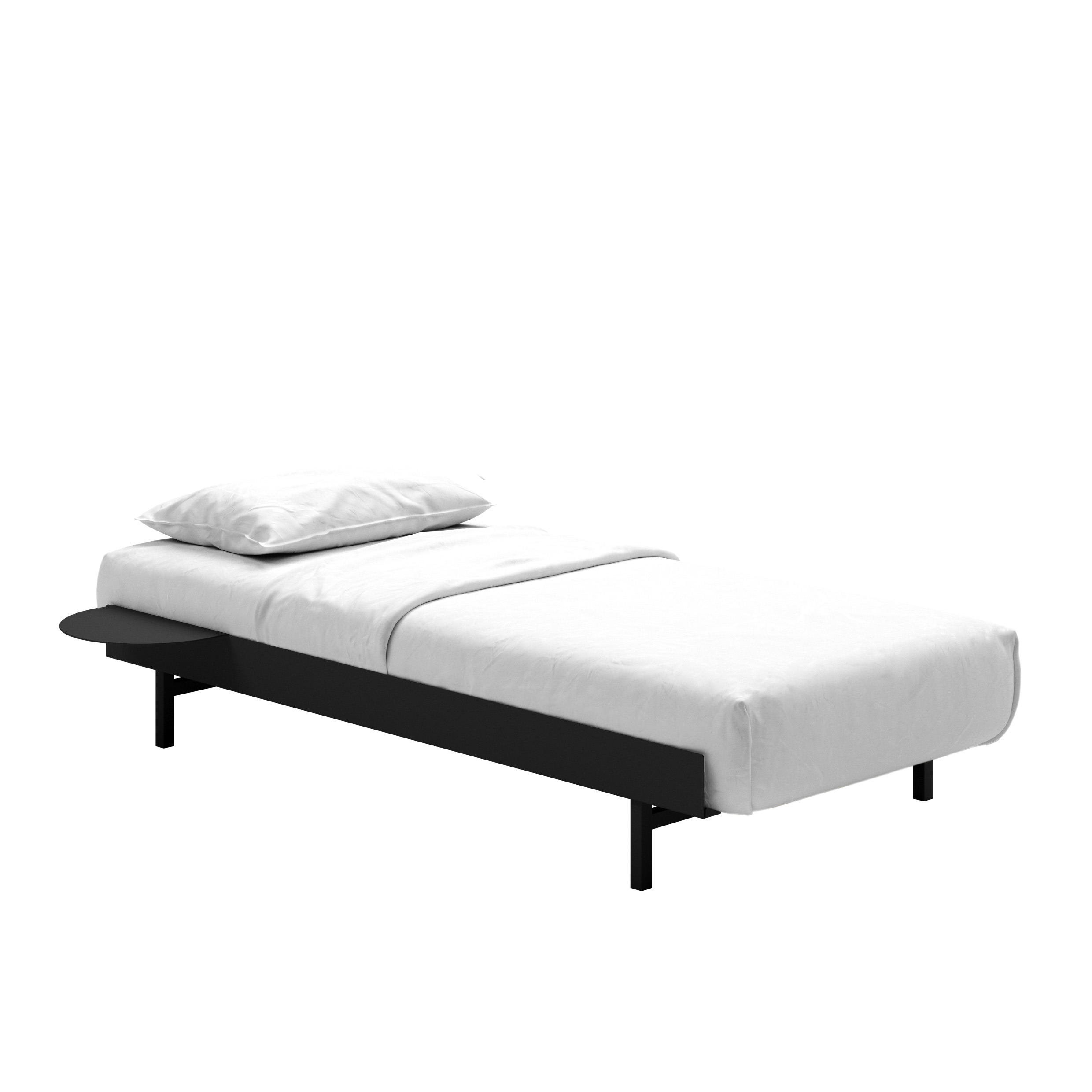 MOEBE // BED - 90 CM | INKL. SLATS + SIDE TABLE | STEEL | BLACK