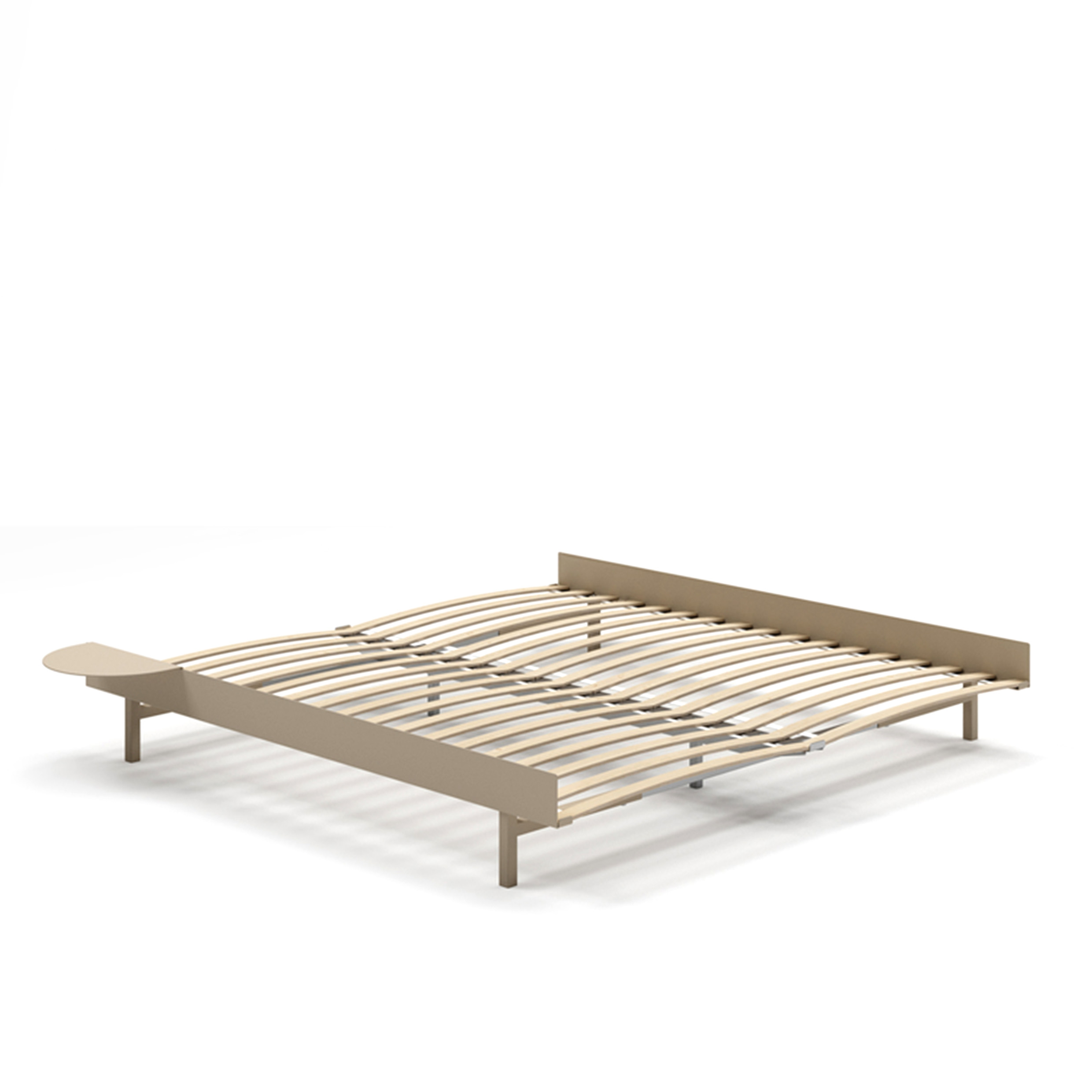 MOEBE // BED 180 CM (low) - SAND | WITH SLATS | 1x SIDE TABLE