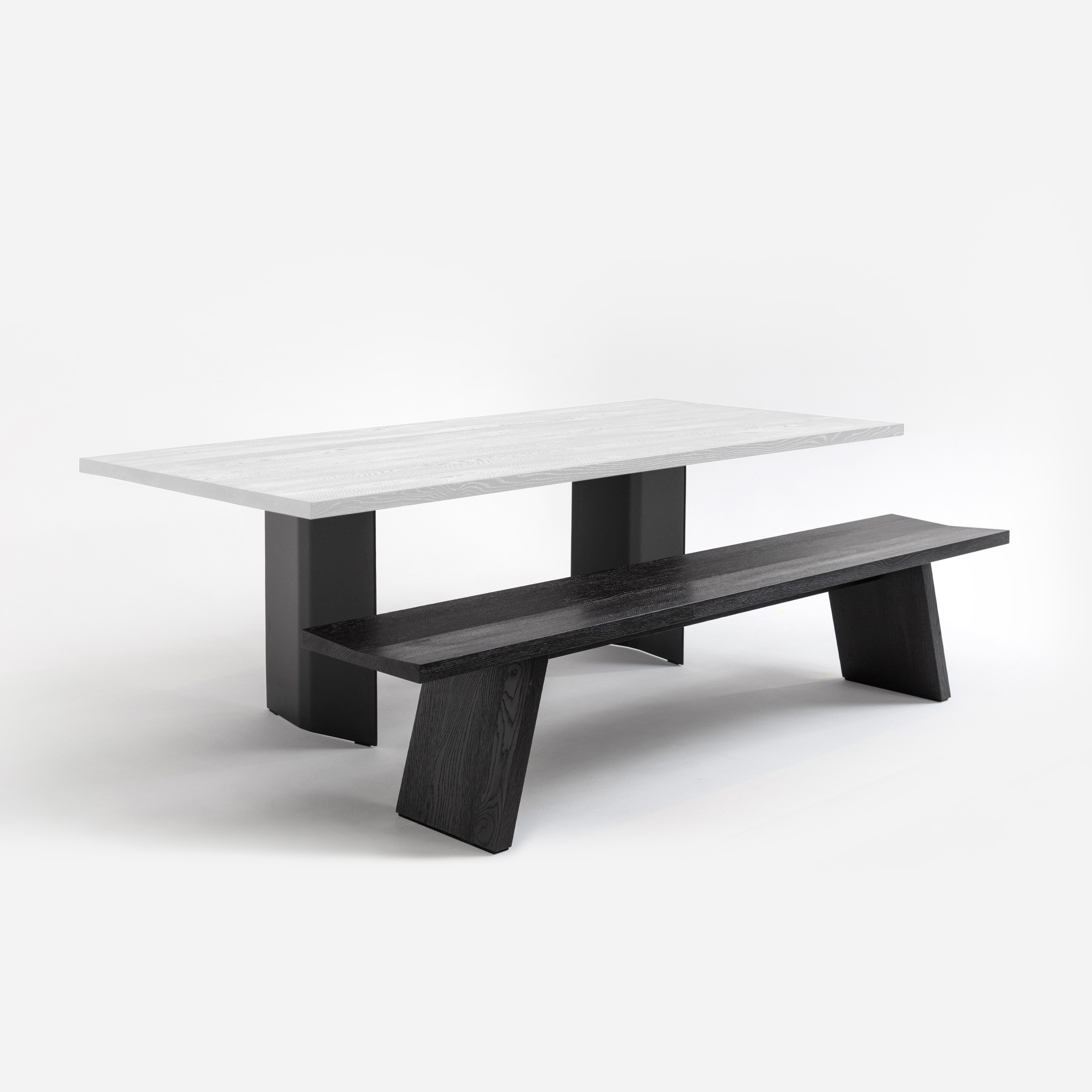 FORM EXCLUSIVE // FYNN - DINING TABLE | GERMAN OAK | WHITE OILED - 260CM X 100CM X 4CM - SINGLE BLACK