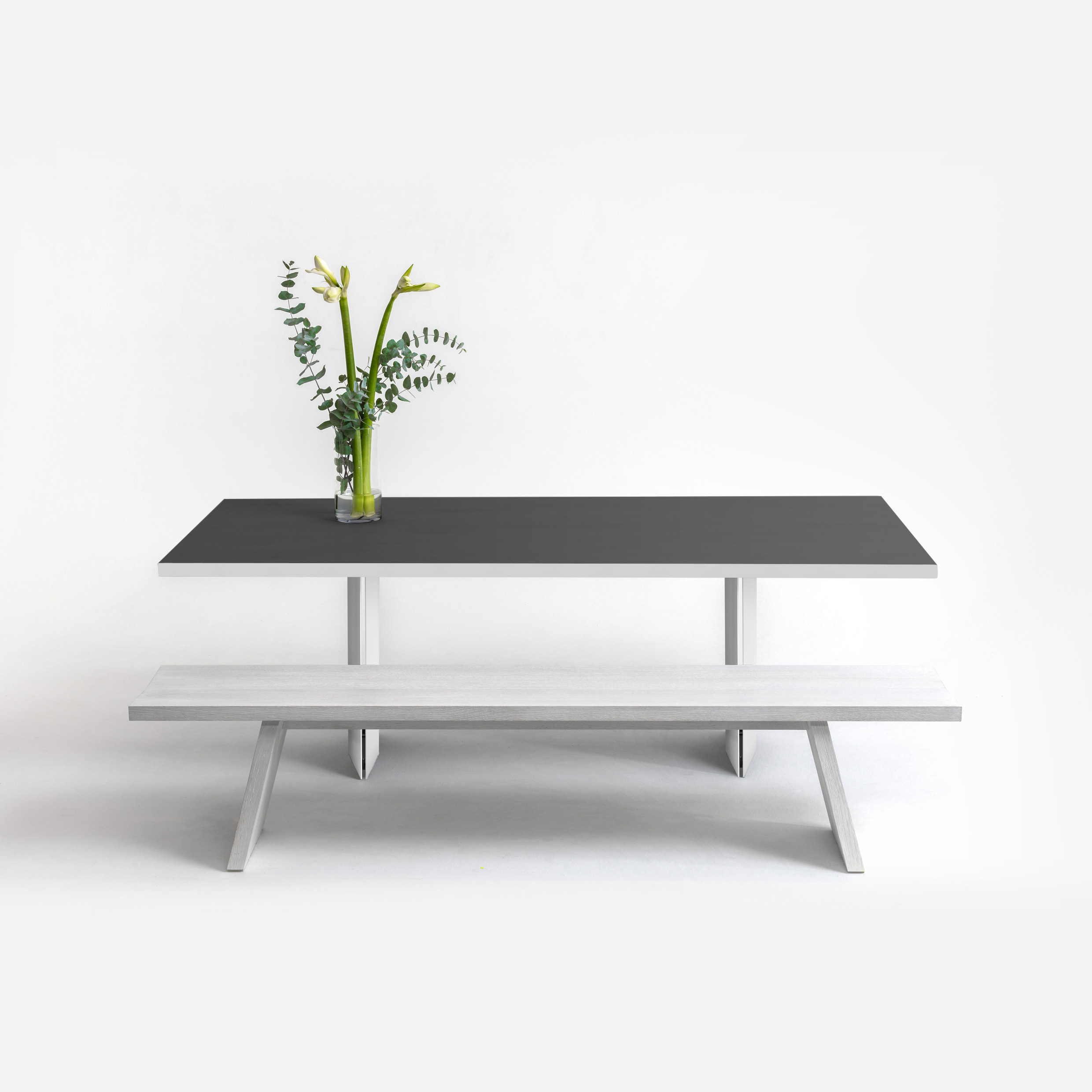 FORM EXCLUSIV // KUNO - TISCH | FENIX | SCHWARZ  - DOUBLE WHITE - 220CM X 100CM X 4CM - WEISS