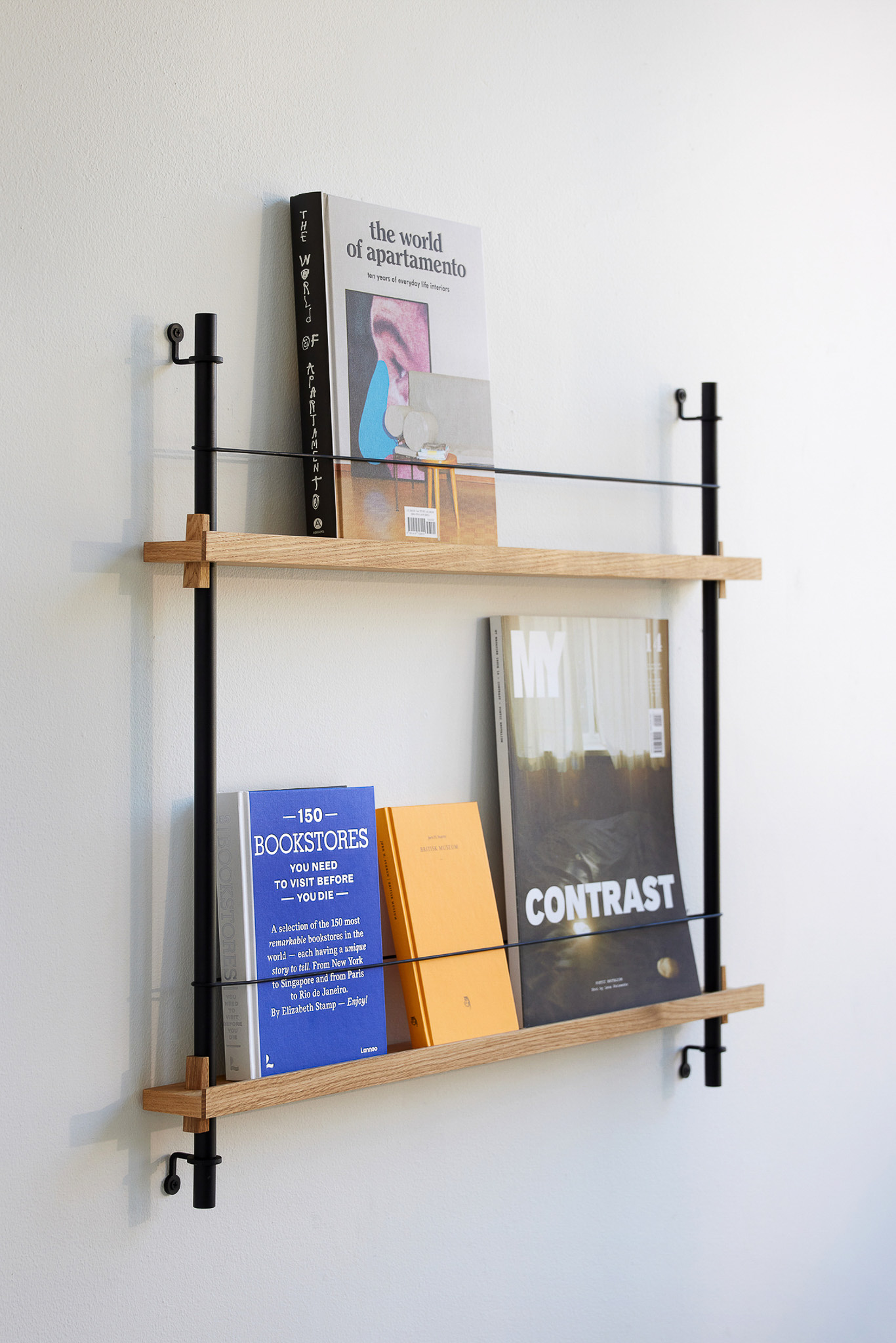 MOEBE // SHELVING SYSTEM - S.85.1.A | 85CM x 86CM |  OAK SHELVES |  WHITE LEGS