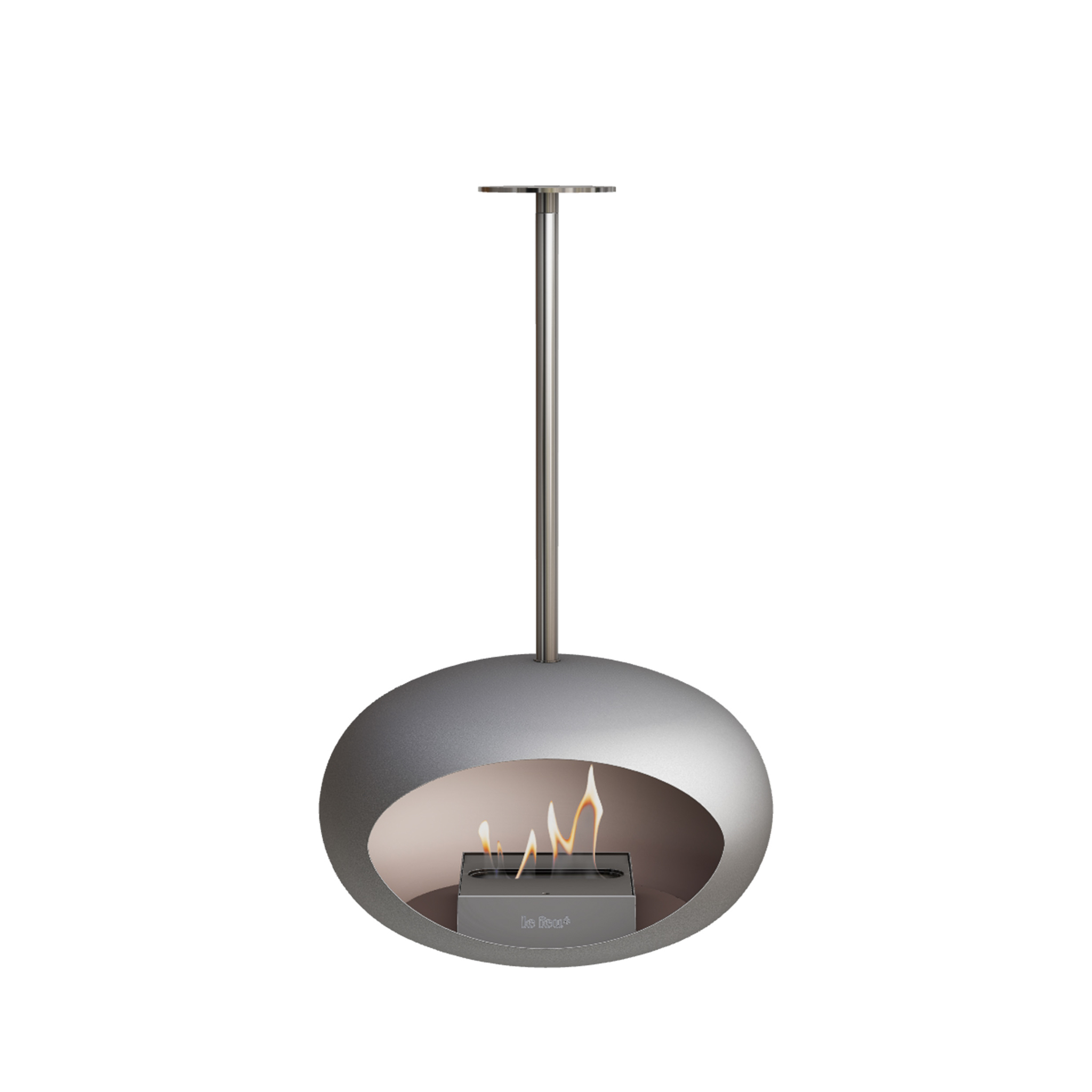 LE FEU // NICKEL SKY ETHANOL-KAMIN - POLE  POLISHED STEEL | STEEL BURNER |  140 cm