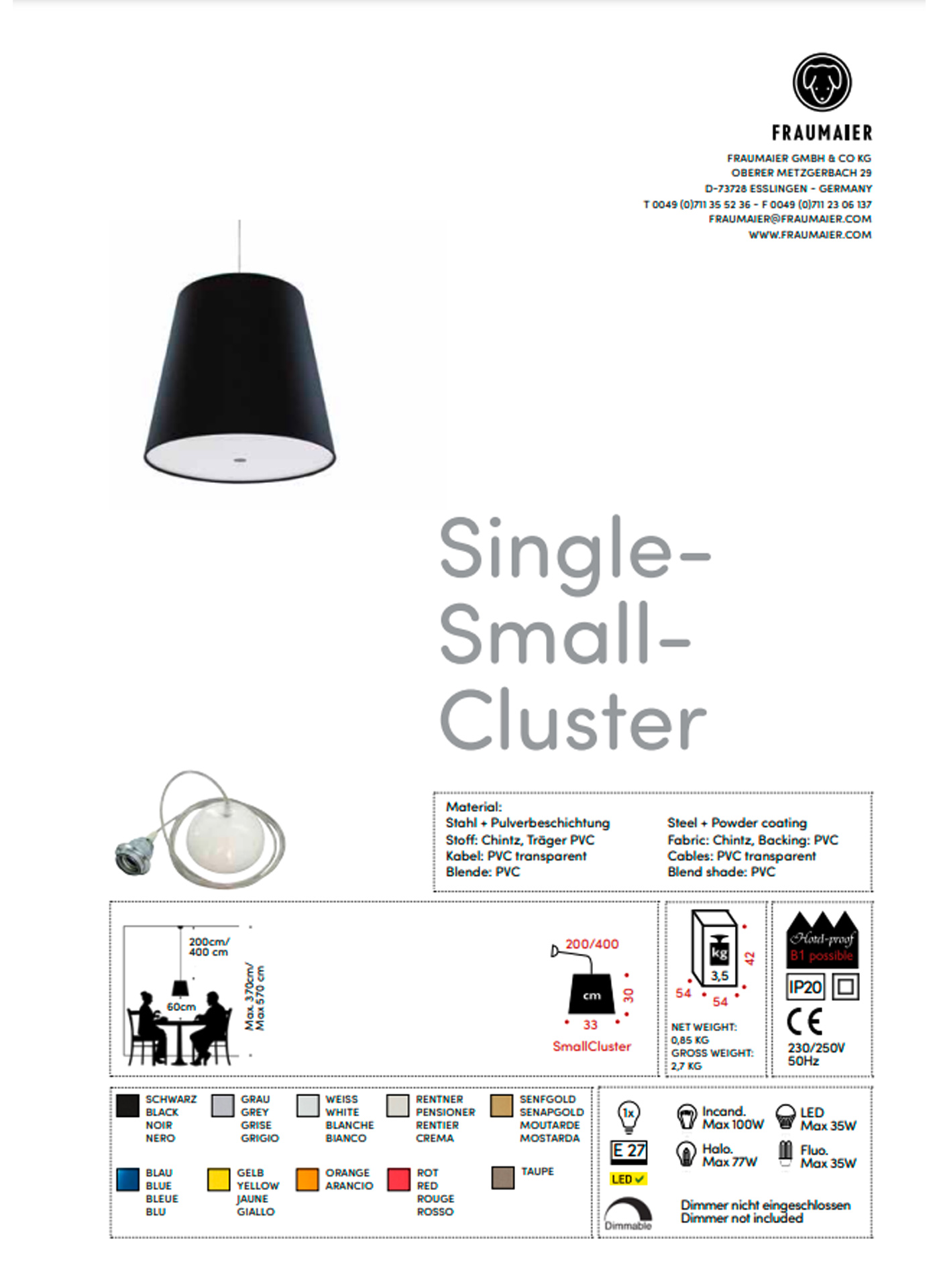 frauMaier // Single SmallCluster - Pendant lamp, lightgrey