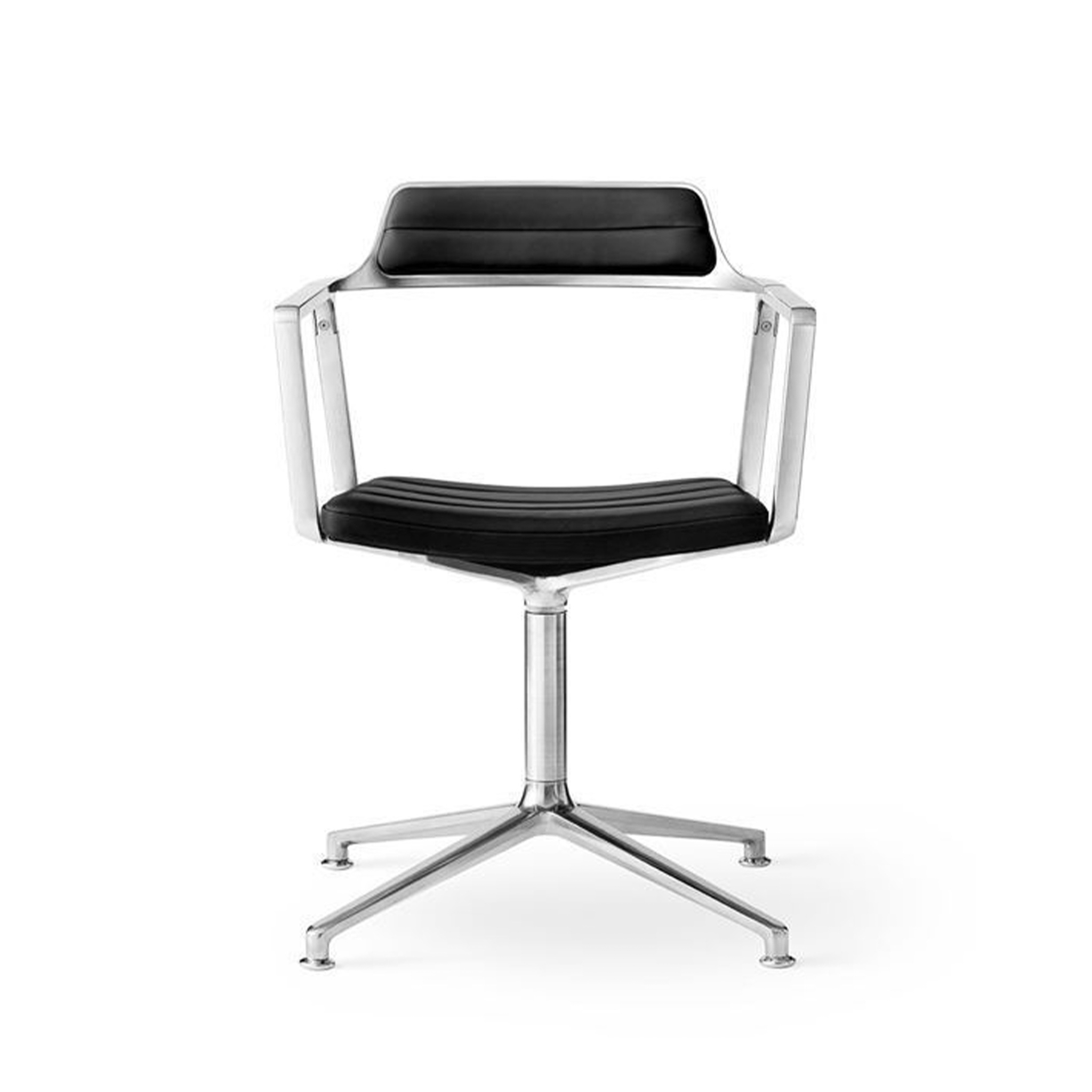 VIPP 452 // SWIVEL CHAIR - LEATHER SCHWARZ, POL. FRAME, GLIDERS