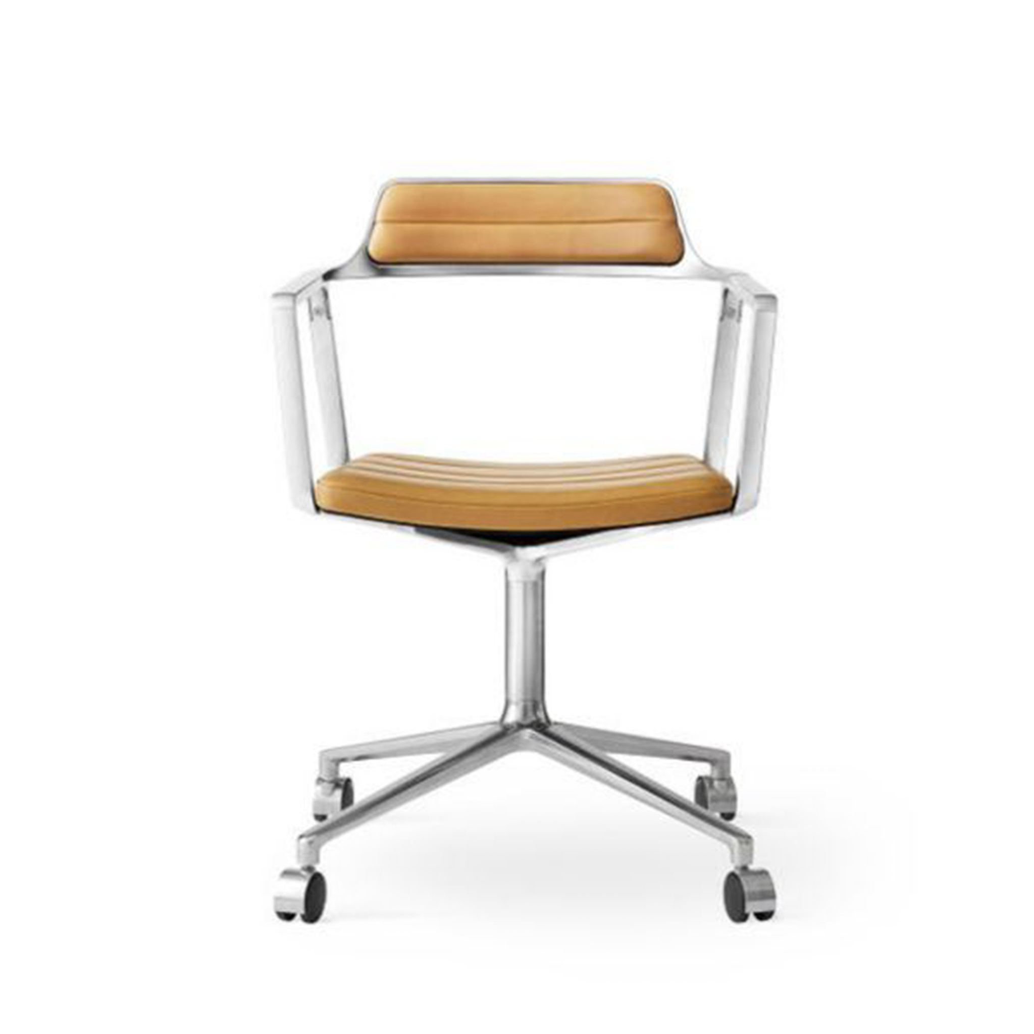 VIPP 452 // SWIVEL CHAIR - LEATHER SAND, POL. FRAME, CASTORS