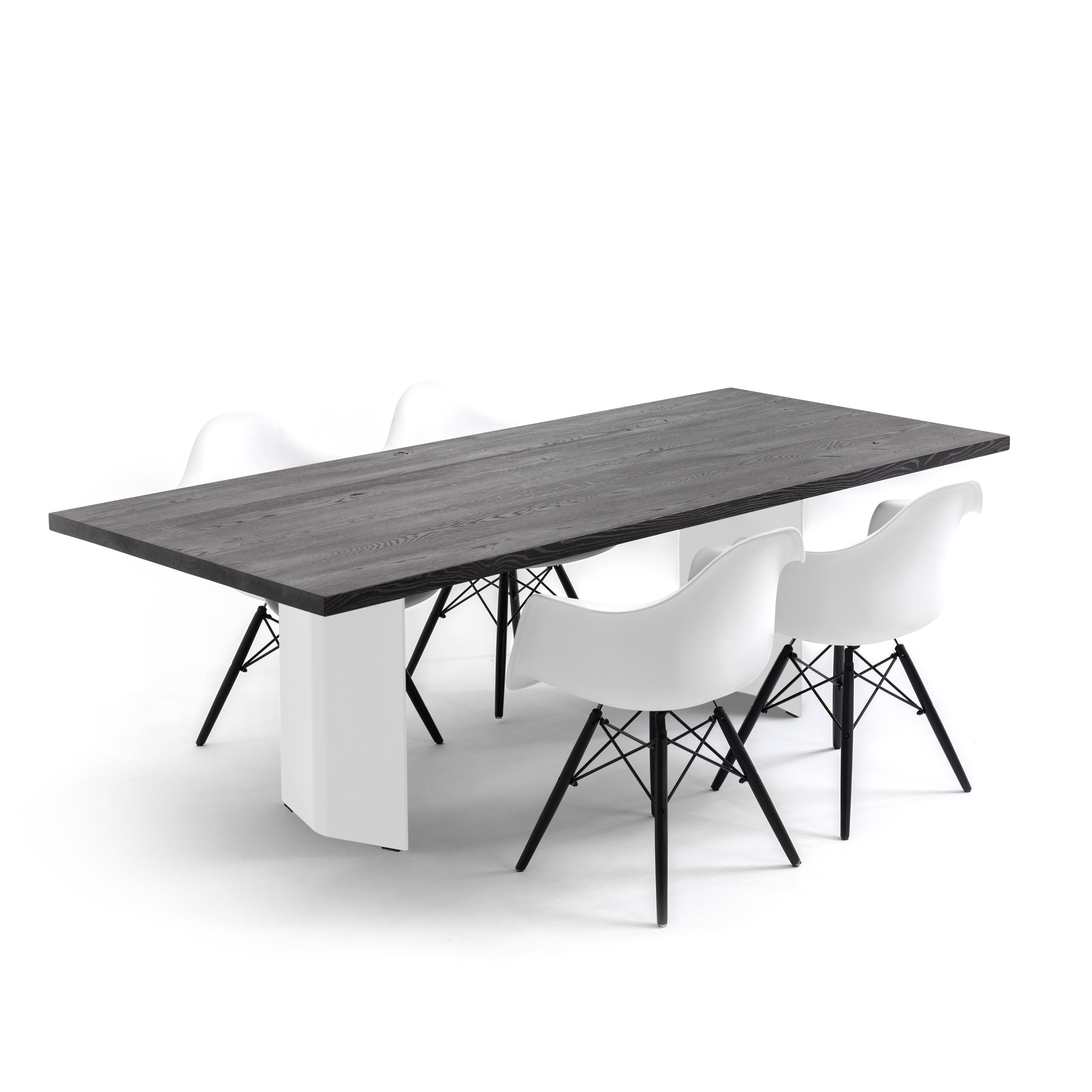FORM EXCLUSIVE // FYNN - DINING TABLE | GERMAN OAK | BLACK CARED - SINGLE WHITE - 240CM X 100CM X 4CM