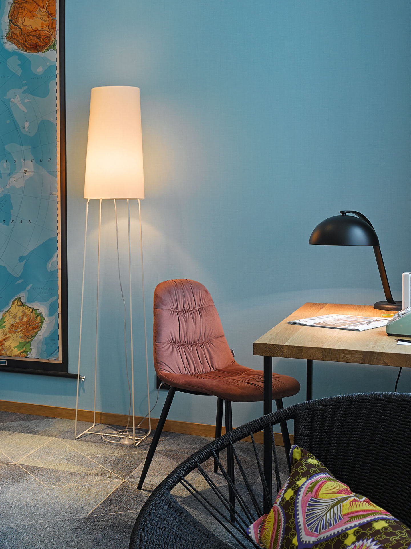 frauMaier // SlimSophie StDim - Floor Lamp, blue, foot switch, with StDim