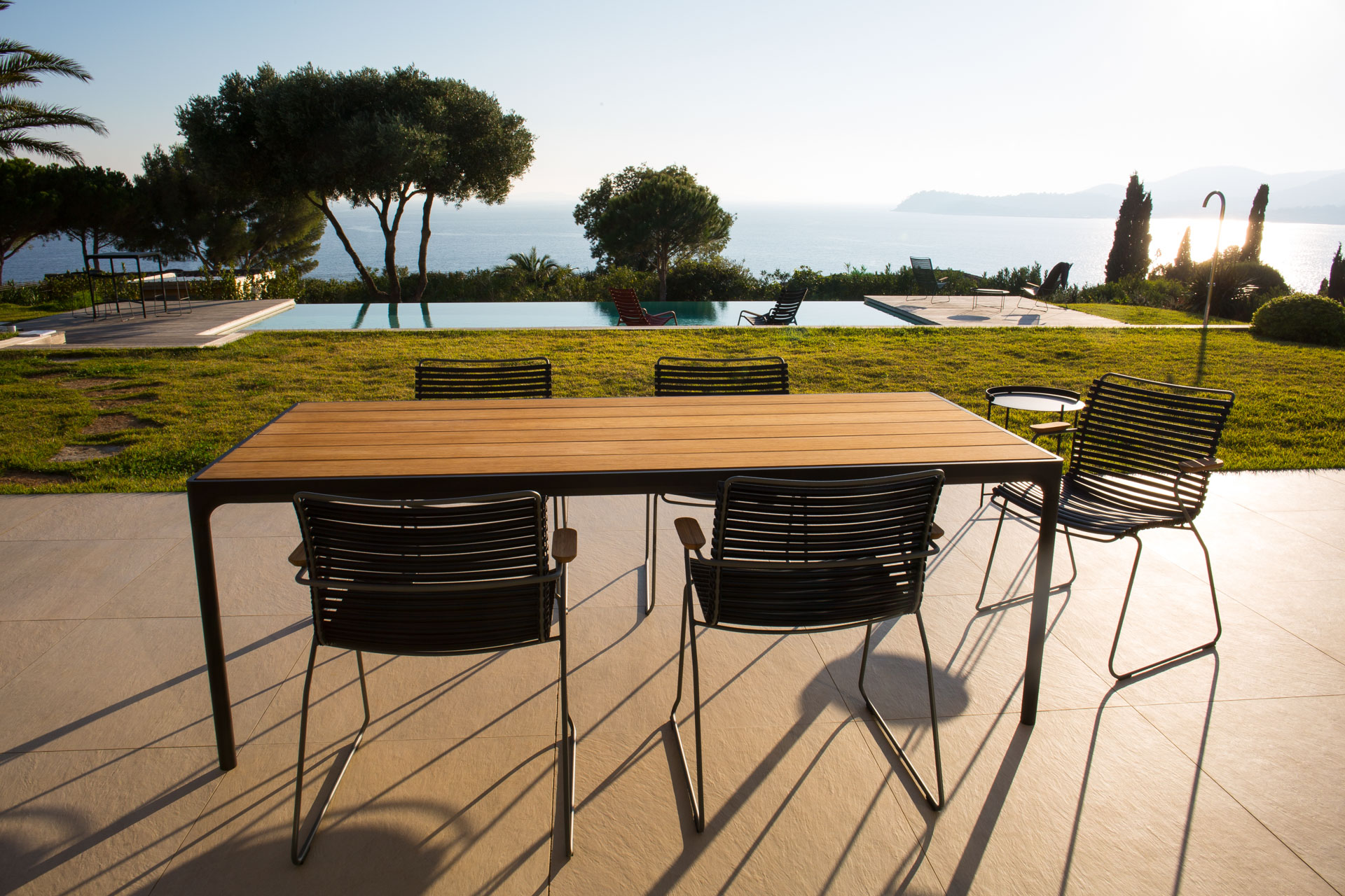 Houe // FOUR Table - Outdoor table, 160x90cm, bamboo, dark grey