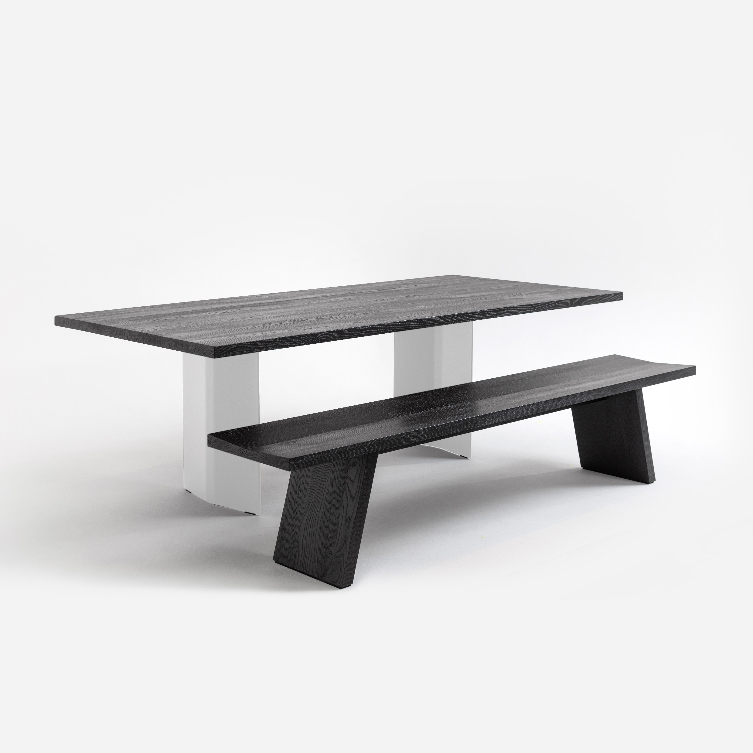 FORM EXCLUSIVE // FYNN - DINING TABLE | GERMAN OAK | BLACK CARED - SINGLE WHITE - 260CM X 100CM X 4CM