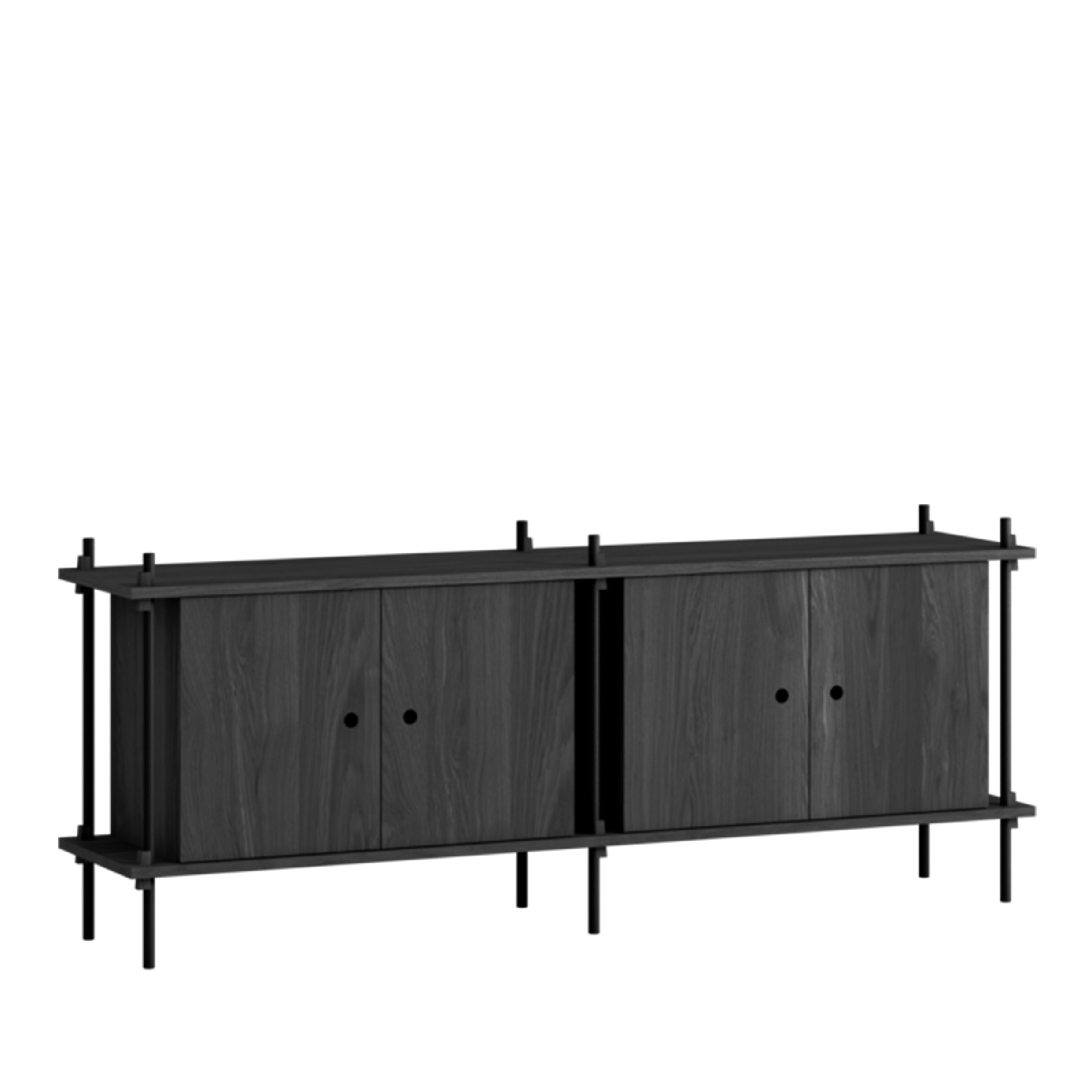 MOEBE // SHELVING SYSTEM - S.65.2.D | 65CM x 163CM |  BLACK SHELVES |  BLACK LEGS