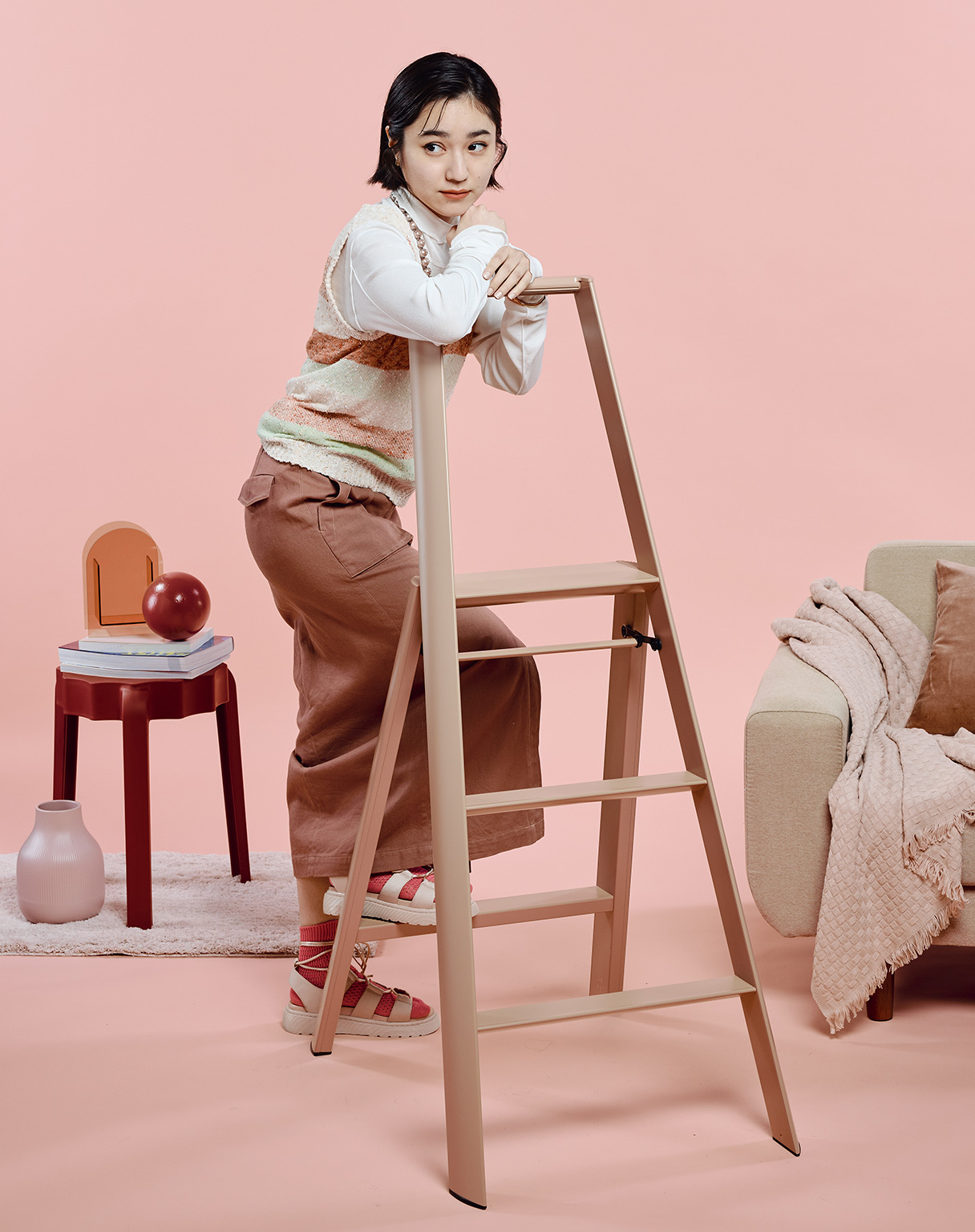 METAPHYS // LUCANO 3 STEP - STEP LADDER | 3-STEP | PEACH BROWN