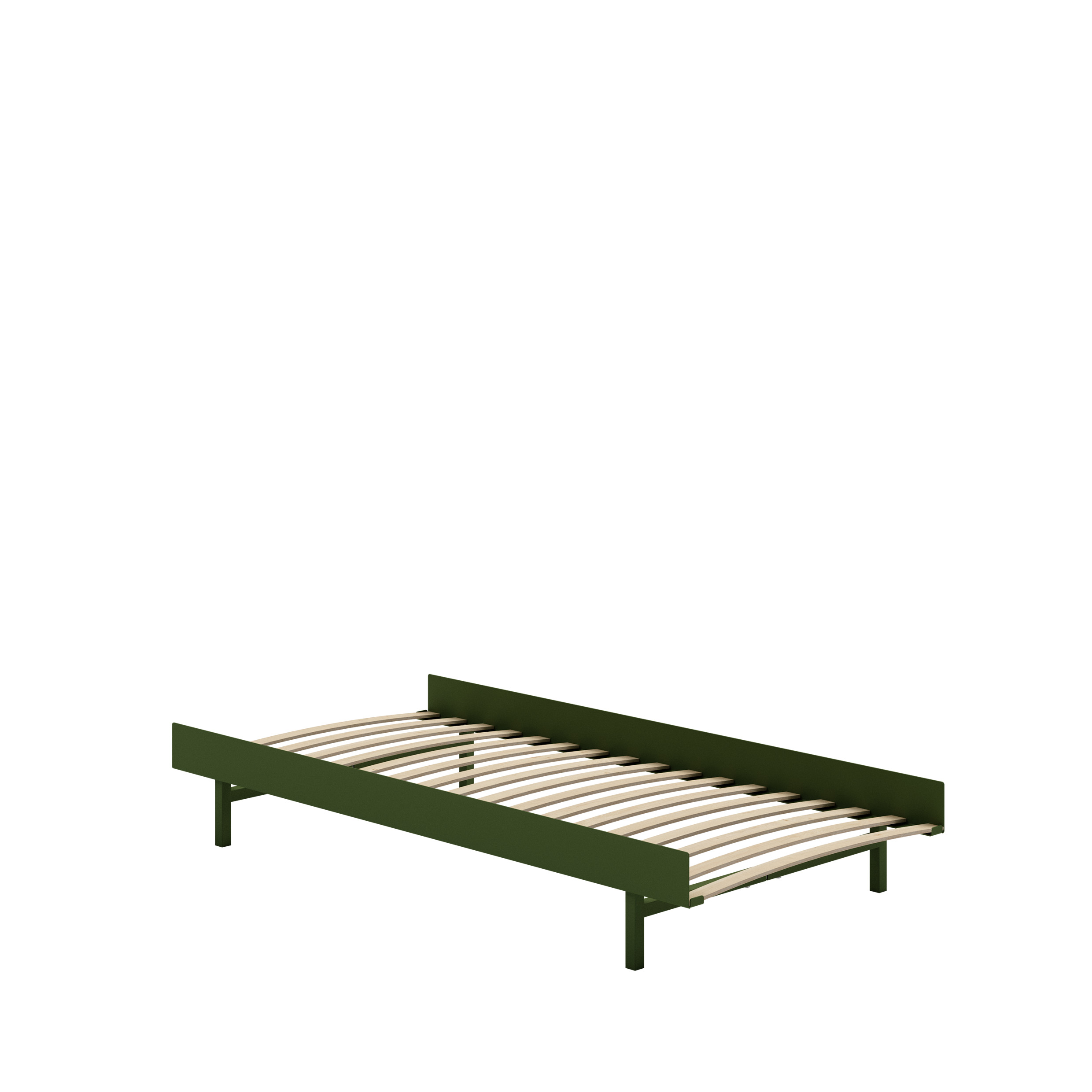 MOEBE // BETT 90 CM (LOW) - PINE GREEN | LATTENROST | KEINE ABLAGE