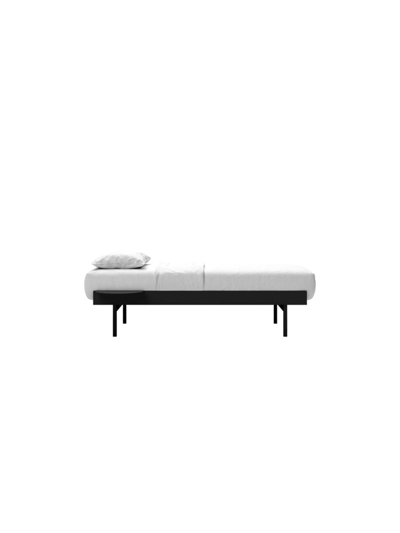 MOEBE // BED 90 CM (TALL) - BLACK | WITH SLATS | 2x SIDE TABLE