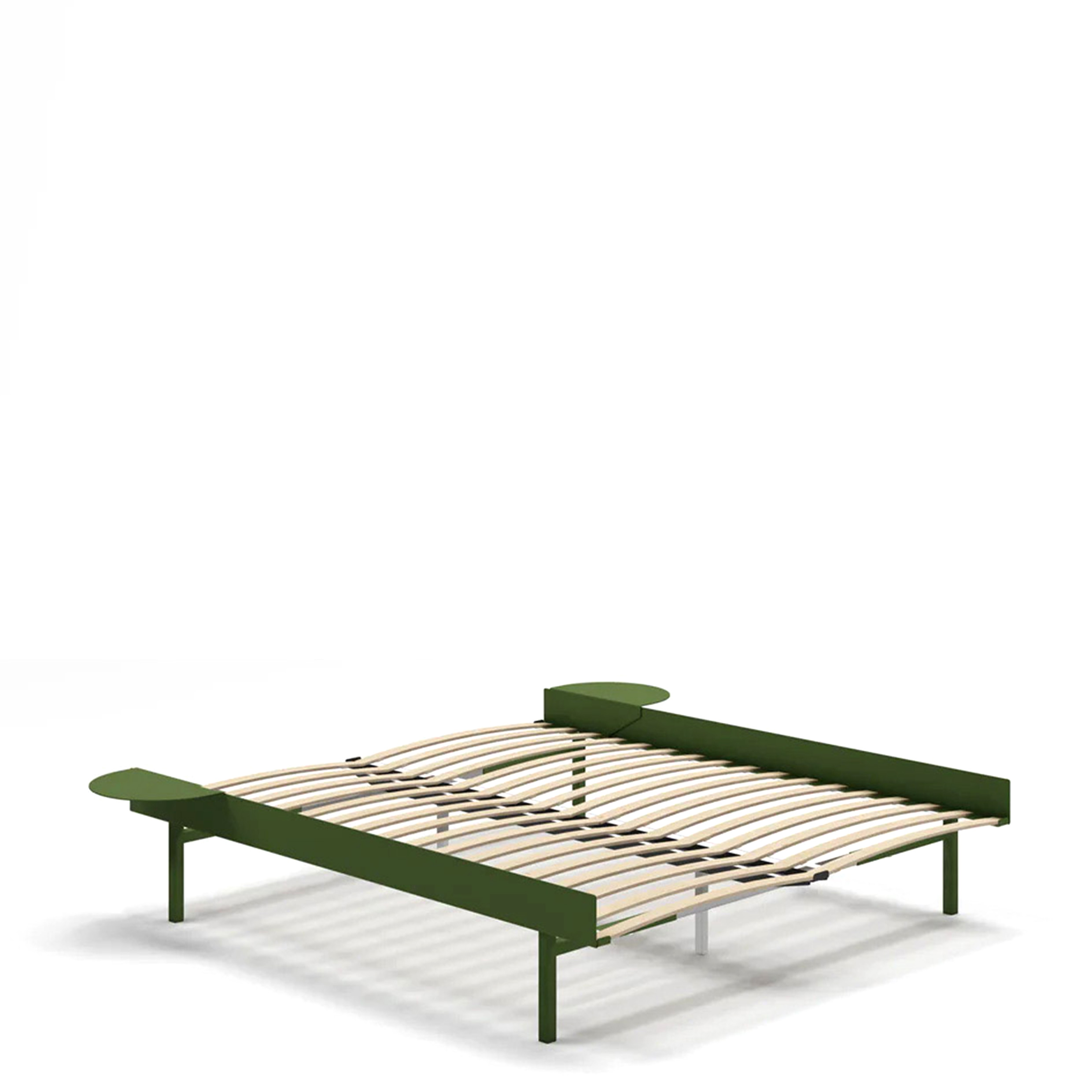 MOEBE // BED 180 CM (TALL) - PINE GREEN | WITH SLATS | 2x SIDE TABLE