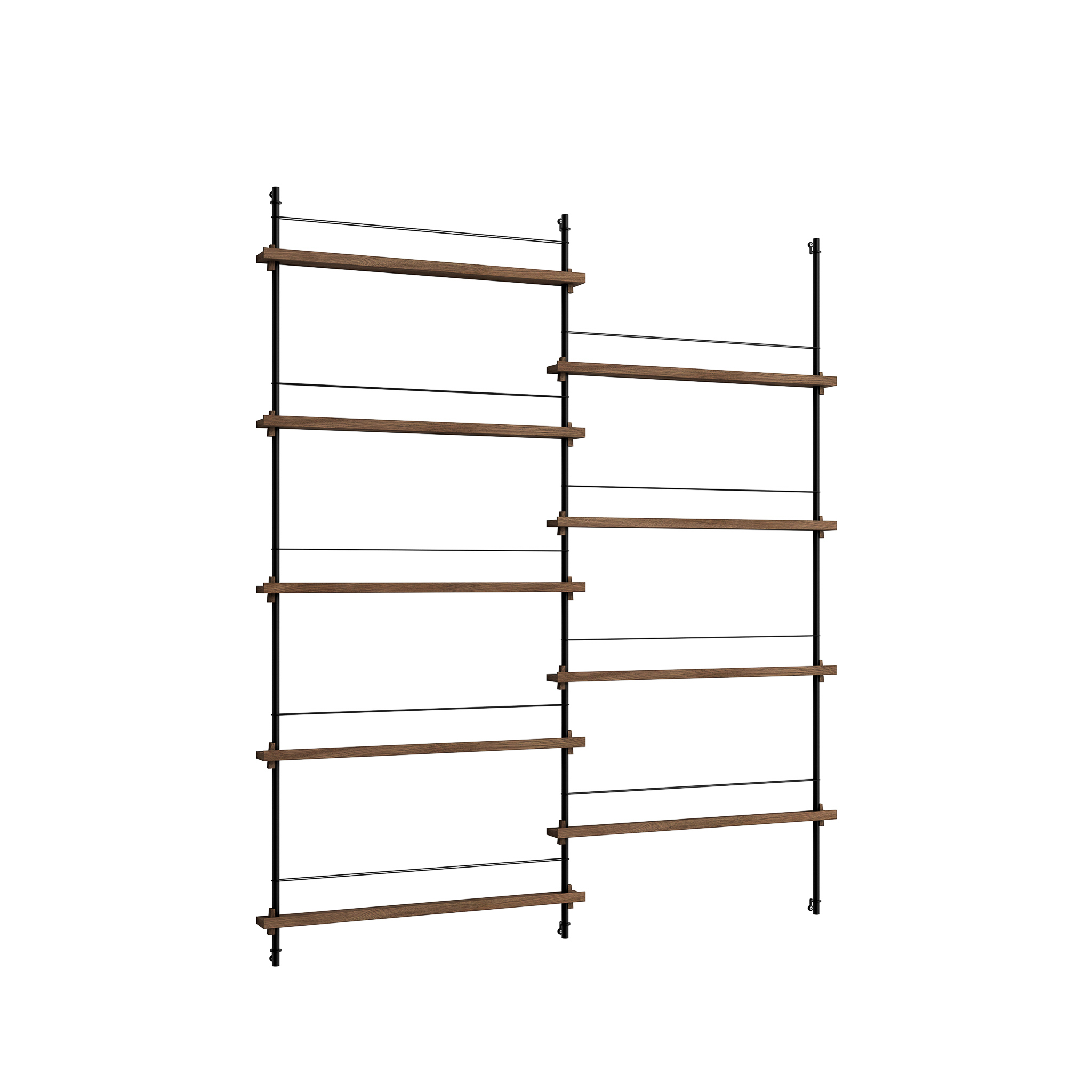 MOEBE // MAGAZINE SHELVING  - MS.180.2 | 180CM x 162CM |  BLACK SHELVES |  BLACK LEGS