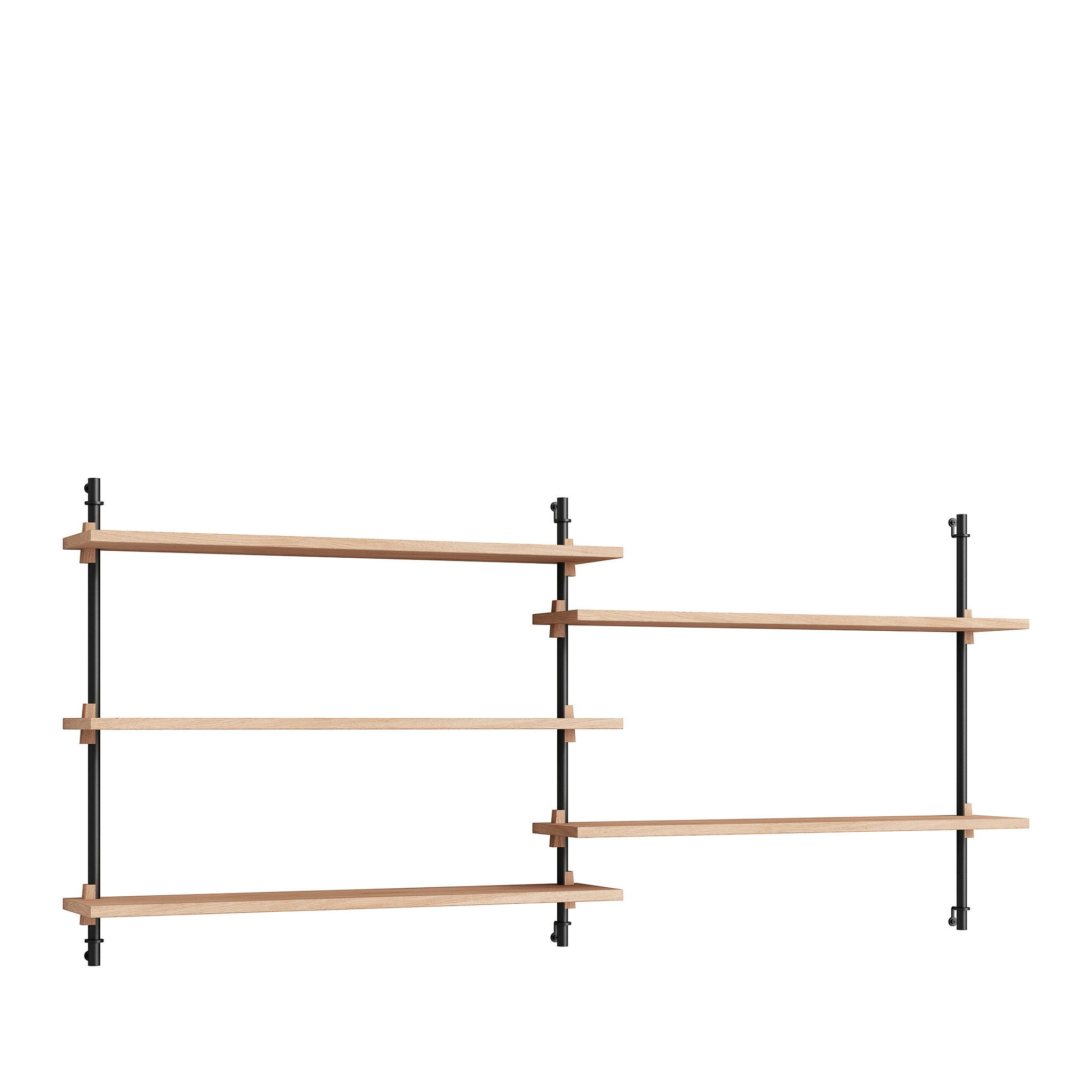 MOEBE // WANDREGAL - WS.65.2 | 65CM x 169CM |  OAK SHELVES |  BLACK LEGS