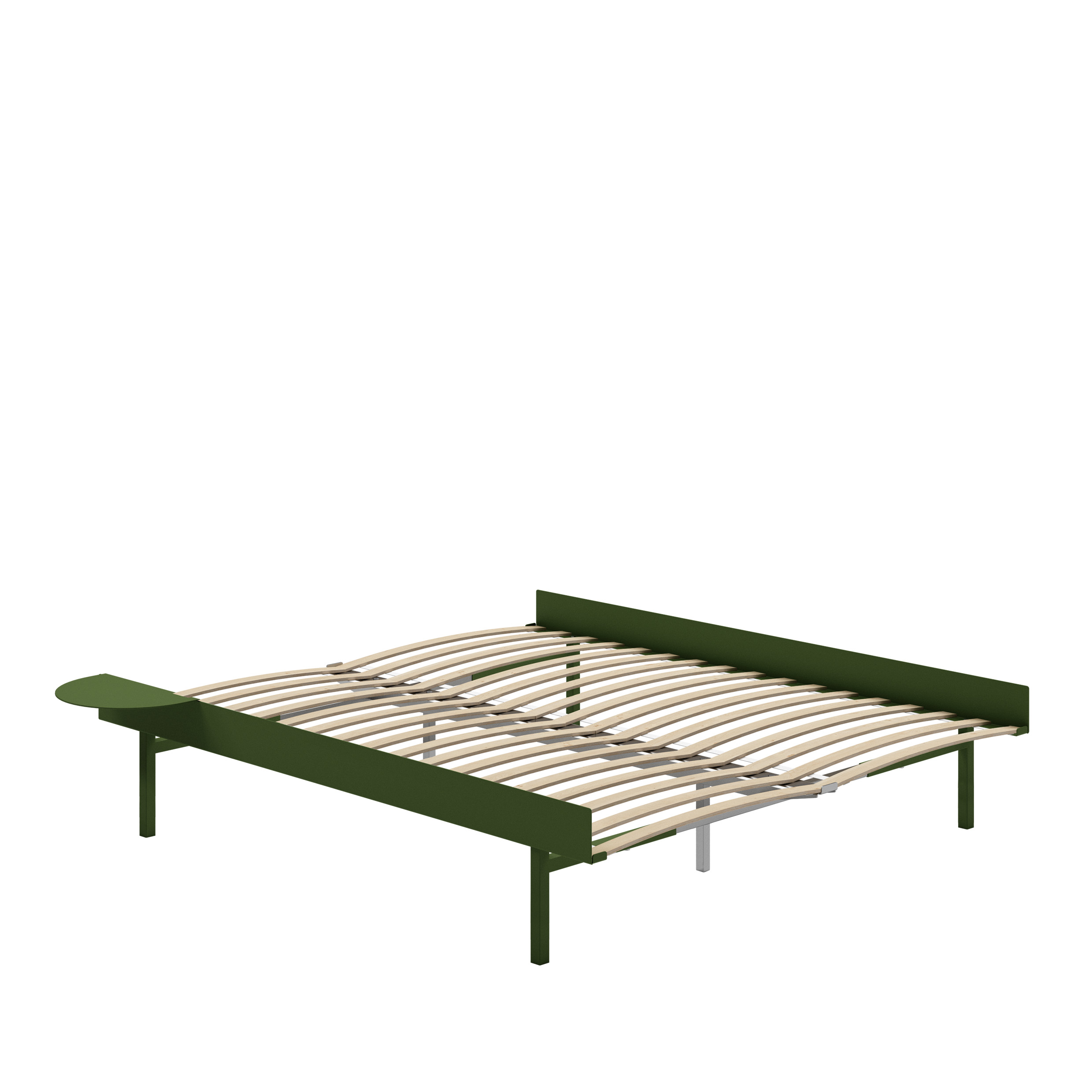 MOEBE // BED 160 CM (TALL) - PINE GREEN | WITH SLATS | 1x SIDE TABLE