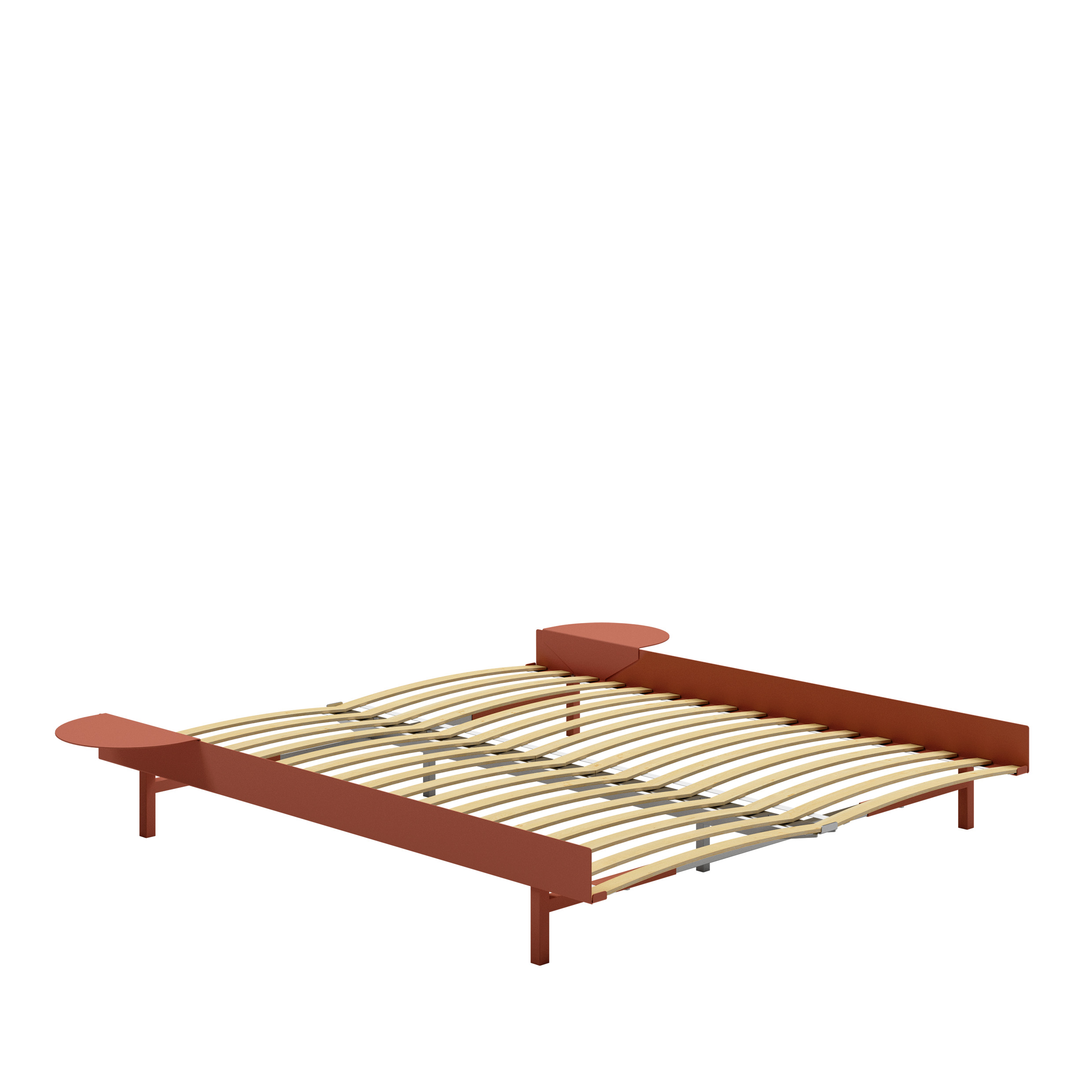 MOEBE // BETT 160 CM (LOW) - TERRACOTTA| LATTENROST | 2x ABLAGEN