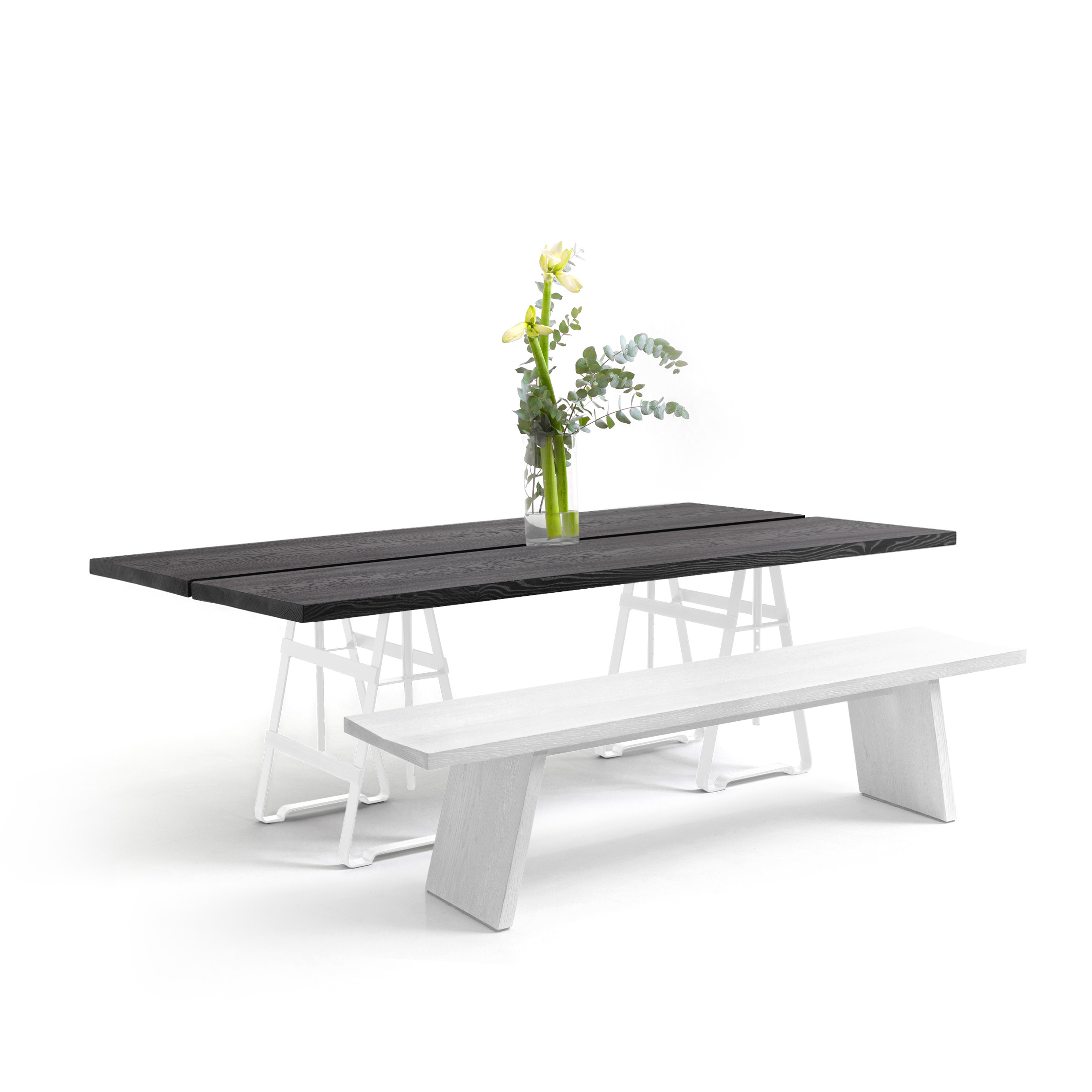 FORM EXCLUSIVE // JOON - IN-/OUTDOOR TABLE | BLACK CARED - 240CM X 45CM X 5CM - PAINT MONKEY WHITE