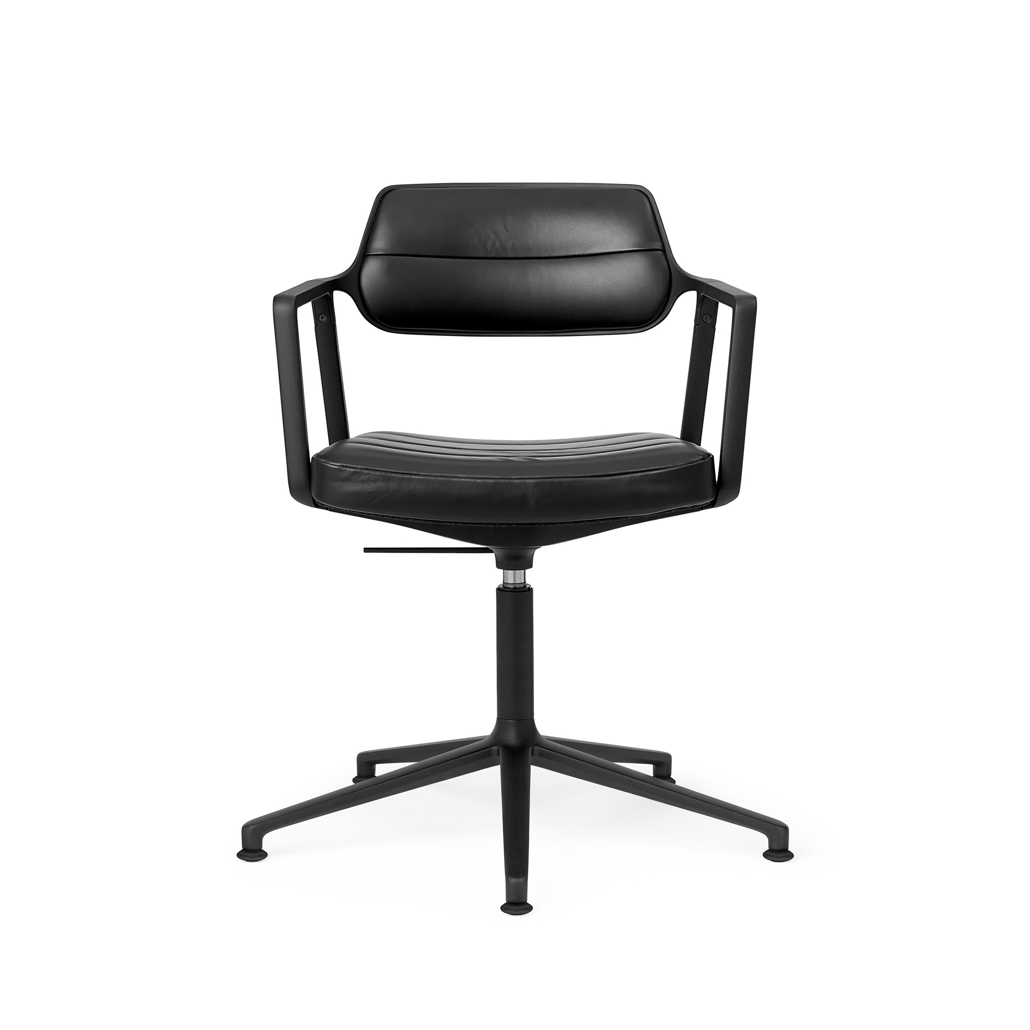 VIPP 453 // SWIVEL CHAIR WITH GLIDERS - FRAME BLACK, BLACK LEATHER