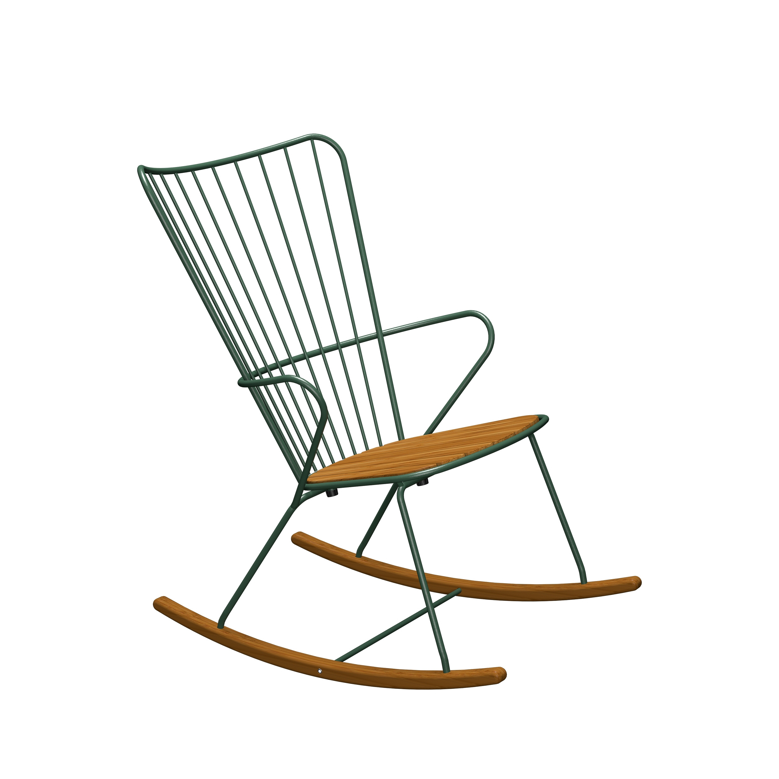 Houe // PAON Rocking Chair - Seat bamboo, Pine green