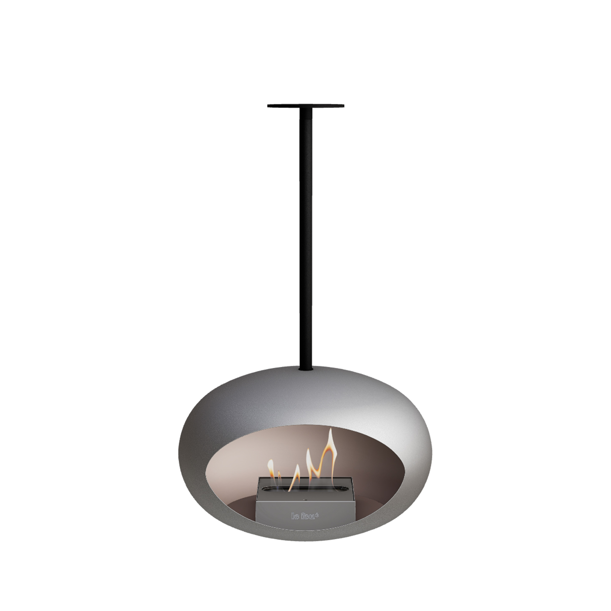 LE FEU // NICKEL SKY ETHANOL-CHIMNEY - POLE BLACK  | STEEL BURNER |  100 cm