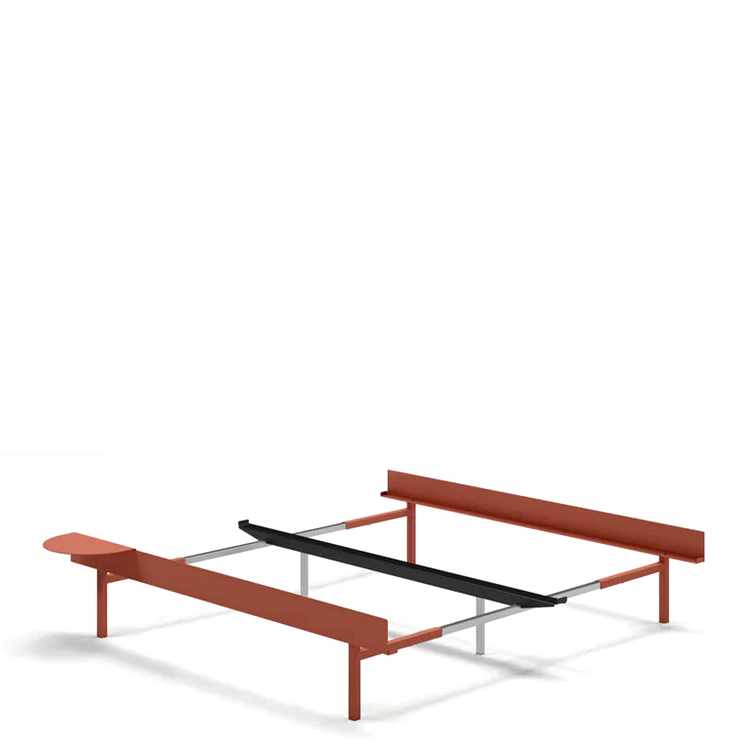 MOEBE // BED 90-180 CM (TALL) - TERRACOTTA| NO SLATS | 1x SIDE TABLE