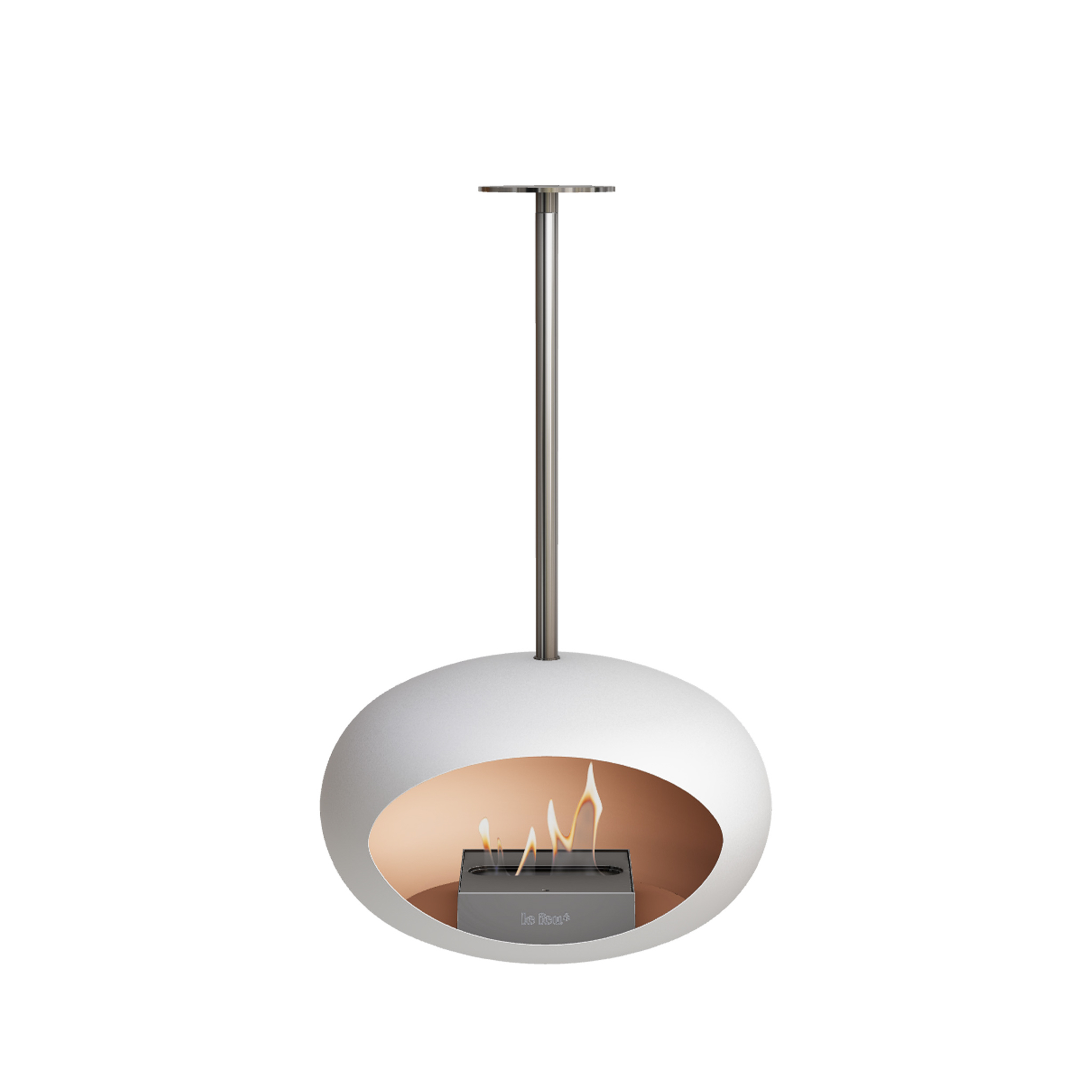 LE FEU // WHITE SKY ETHANOL-CHIMNEY - POLE  POLISHED STEEL | STEEL BURNER |  140 cm