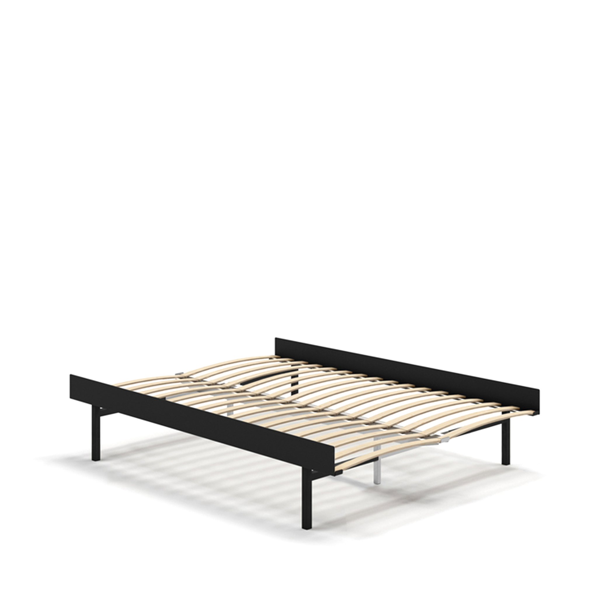 MOEBE // BED 140 CM  (TALL) - BLACK | WITH SLATS | NO SIDE TABLE