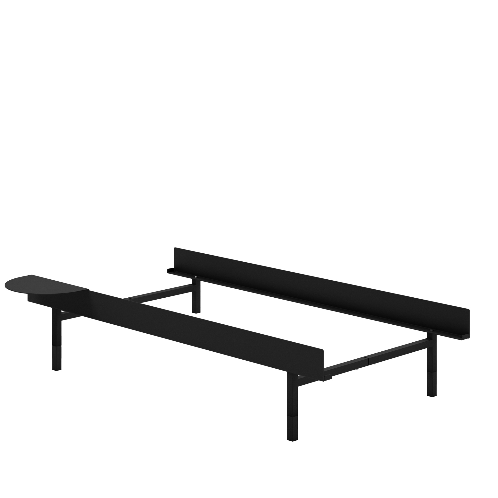 MOEBE // BED 90 CM (TALL) - BLACK | NO SLATS | 1x SIDE TABLE