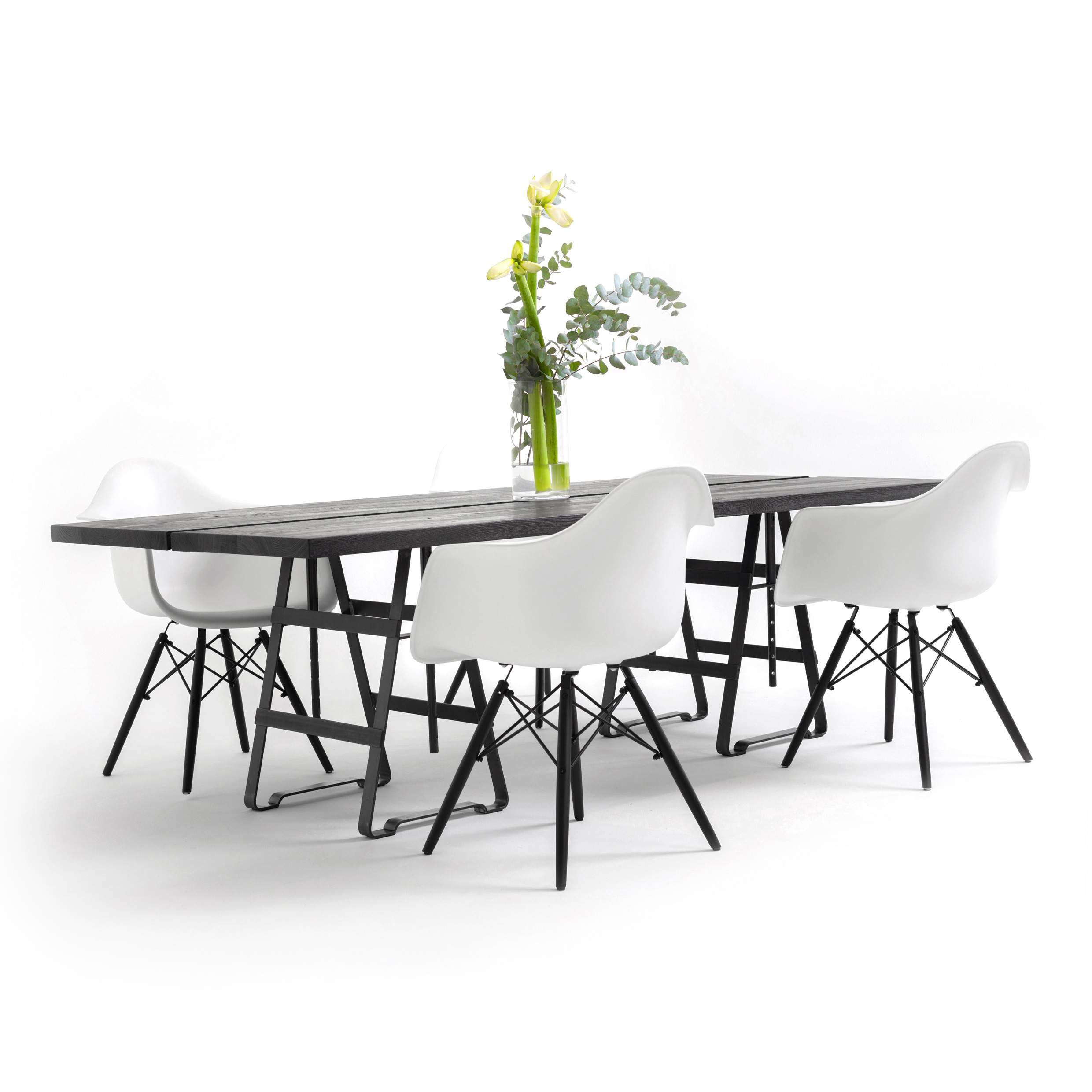 FORM EXCLUSIV // JOON - IN-/OUTDOOR TISCH |  SCHWARZ GEKÖHLT - LACKAFFE BLACK - 220CM X 45CM X 5CM