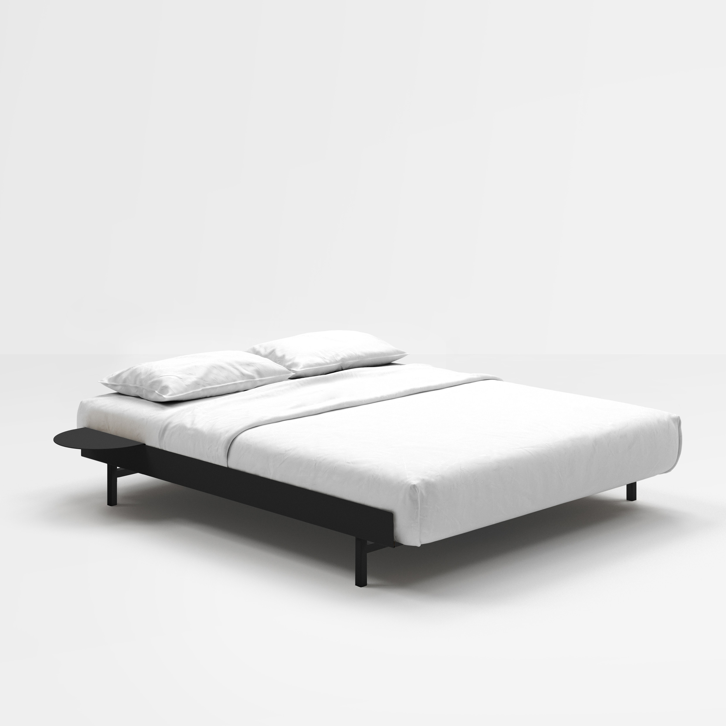 MOEBE // BETT 90-180 CM (low) - SCHWARZ | OHNE LATTENROST | 1 x ABLAGE