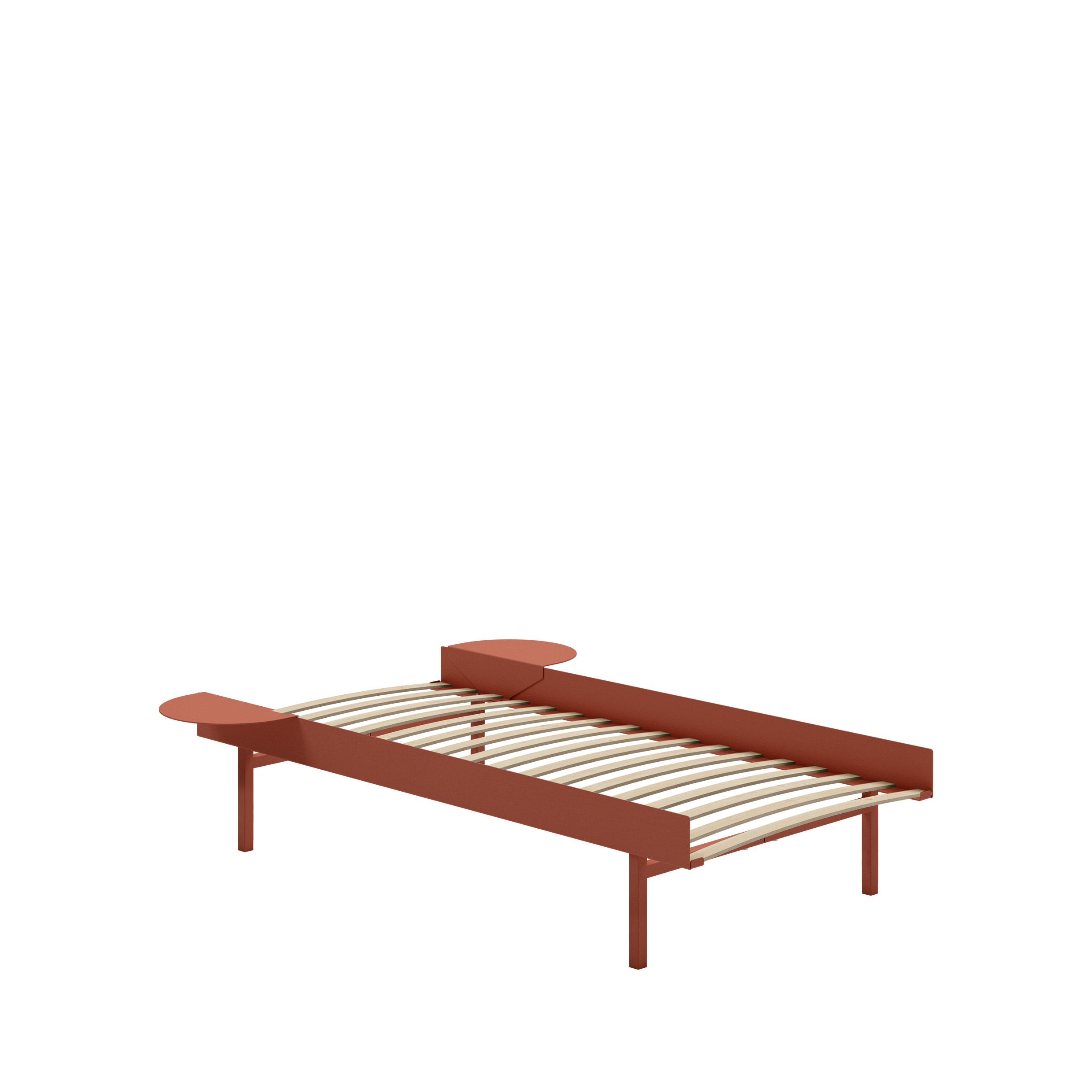 MOEBE // BETT 90 CM (TALL) - TERRACOTTA| LATTENROST | 2x ABLAGEN