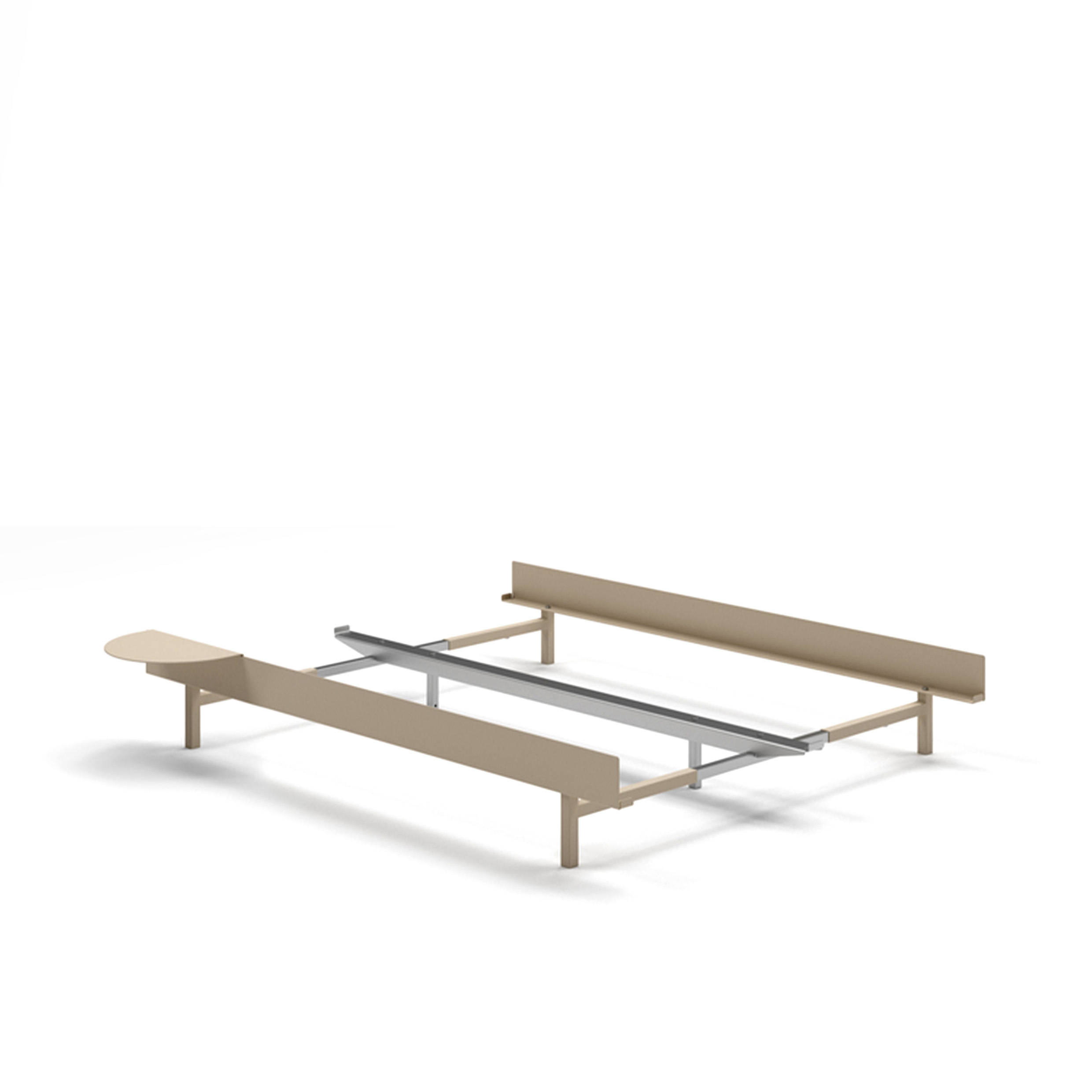 MOEBE // BED 90-180 CM (low) - SAND | NO SLATS | 1x SIDE TABLE