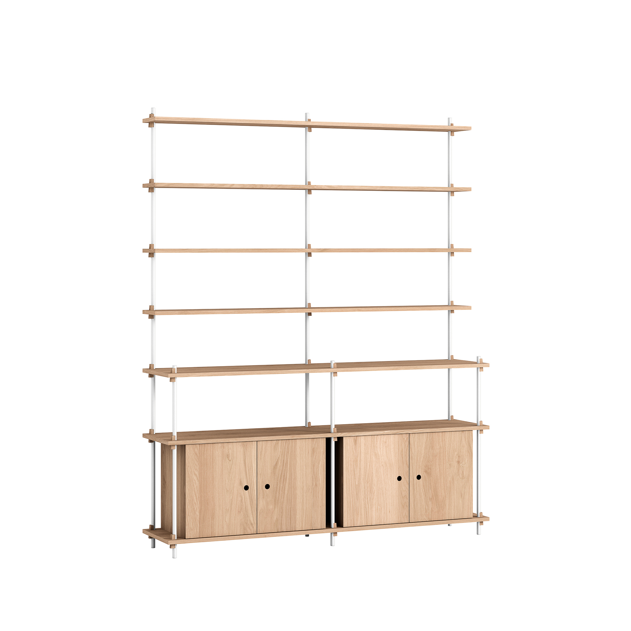 MOEBE // SHELVING SYSTEM - S.200.2.H | 200CM x 163CM |  OAK SHELVES |  WARM GREY LEGS