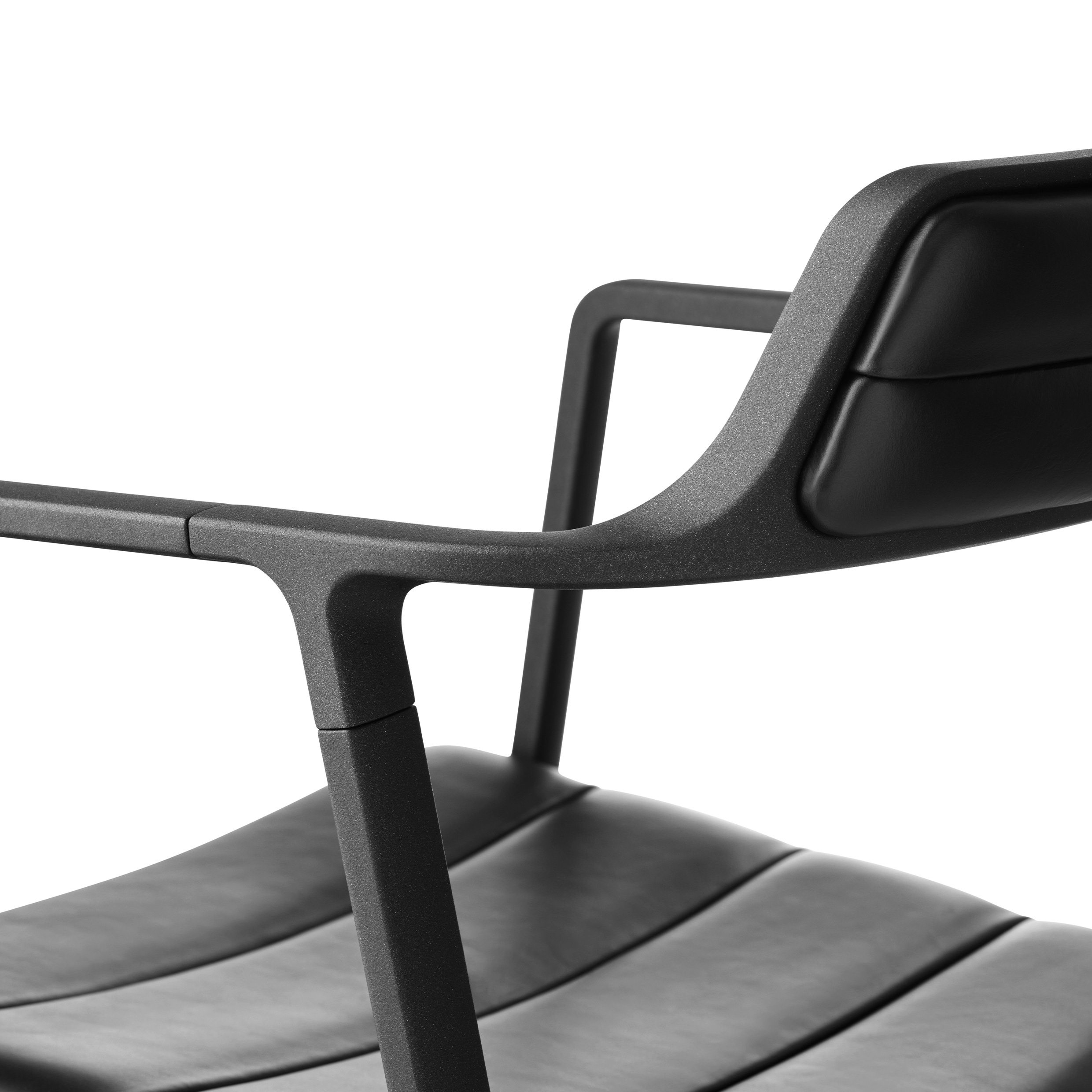 VIPP 452 // SWIVEL CHAIR WITH GLIDES - BLACK ALUMINUM, BLACK LEATHER