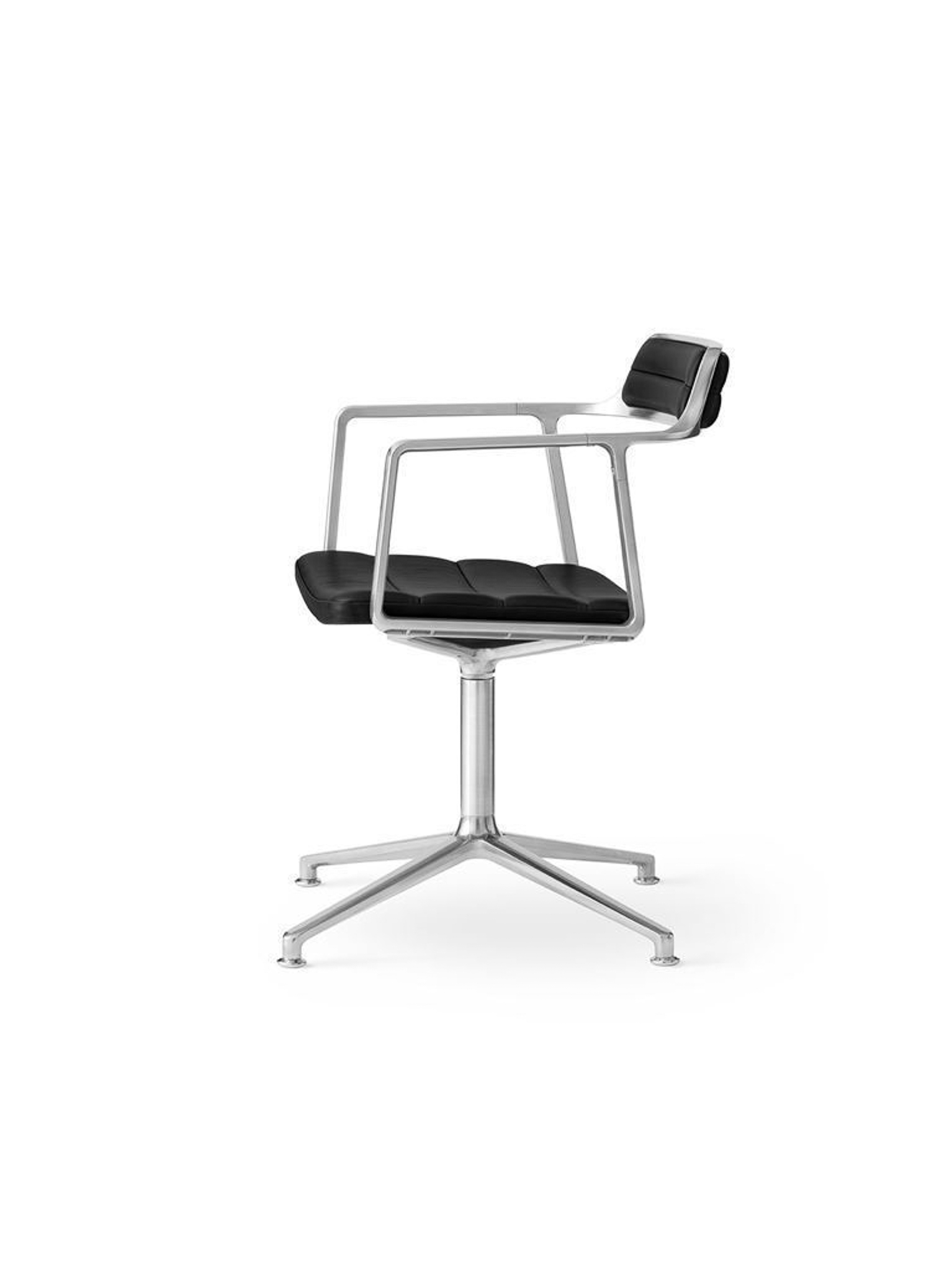 VIPP 452 // SWIVEL CHAIR - LEATHER SCHWARZ, POL. FRAME, GLIDERS