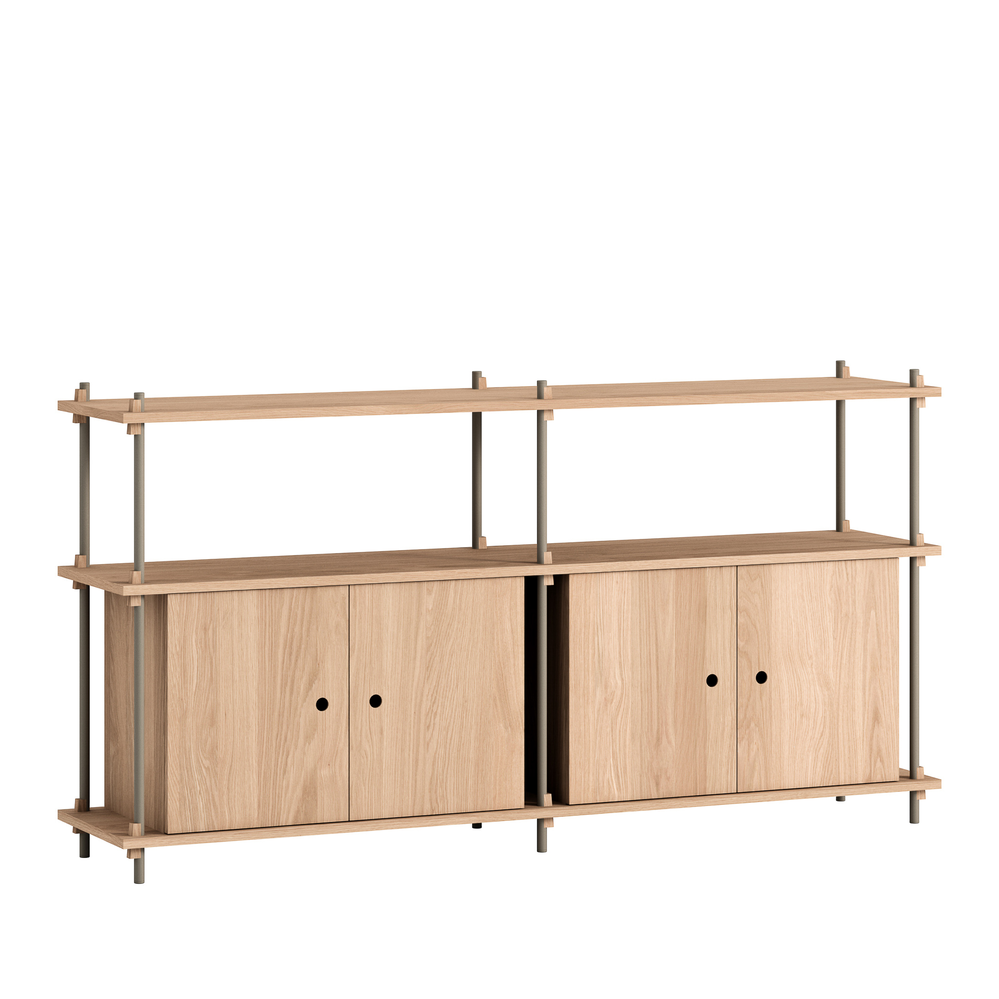 MOEBE // SHELVING SYSTEM - S.85.2.D | 85CM x 163CM |  OAK SHELVES |  WARM GREY LEGS