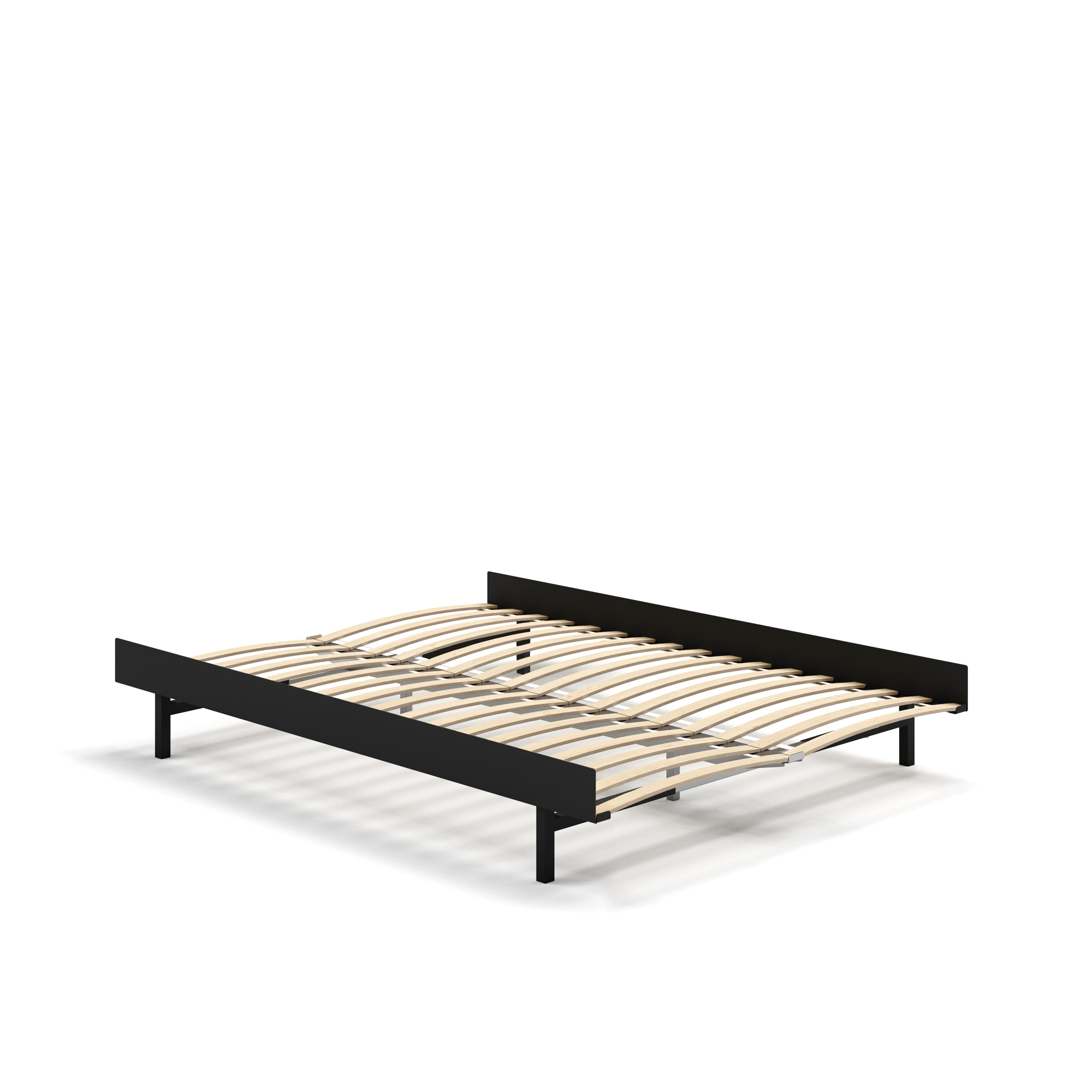 MOEBE // BED 140 CM (low) - BLACK | WITH SLATS | NO SIDE TABLE