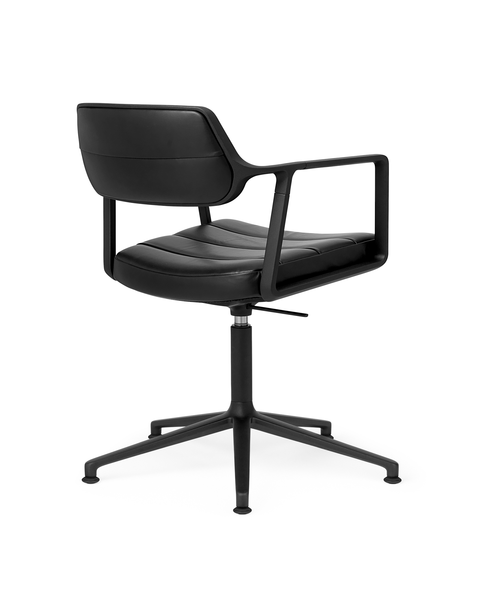 VIPP 453 // SWIVEL CHAIR WITH GLIDERS - FRAME BLACK, BLACK LEATHER