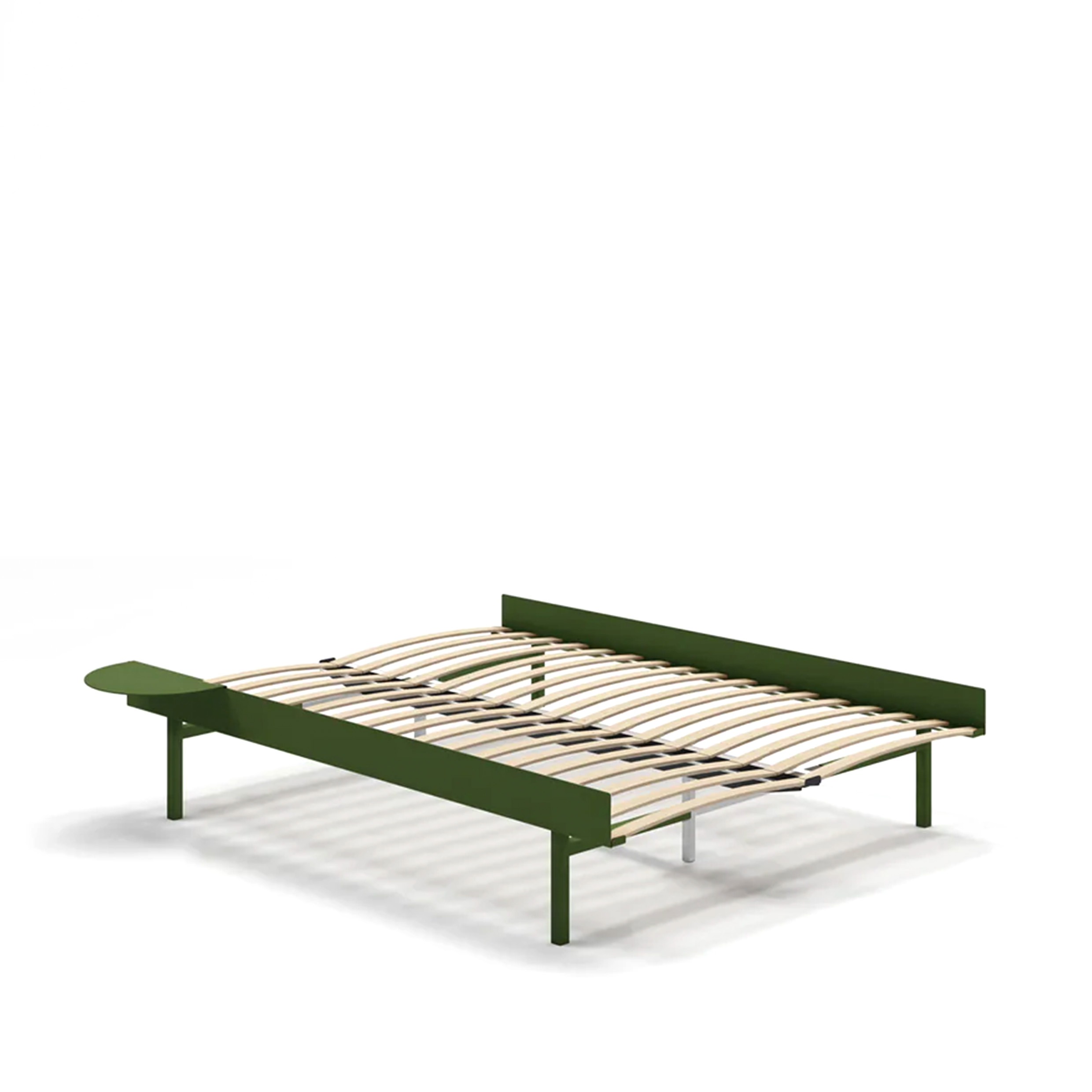 MOEBE // BED 140 CM (TALL) - PINE GREEN | WITH SLATS | 1x SIDE TABLE