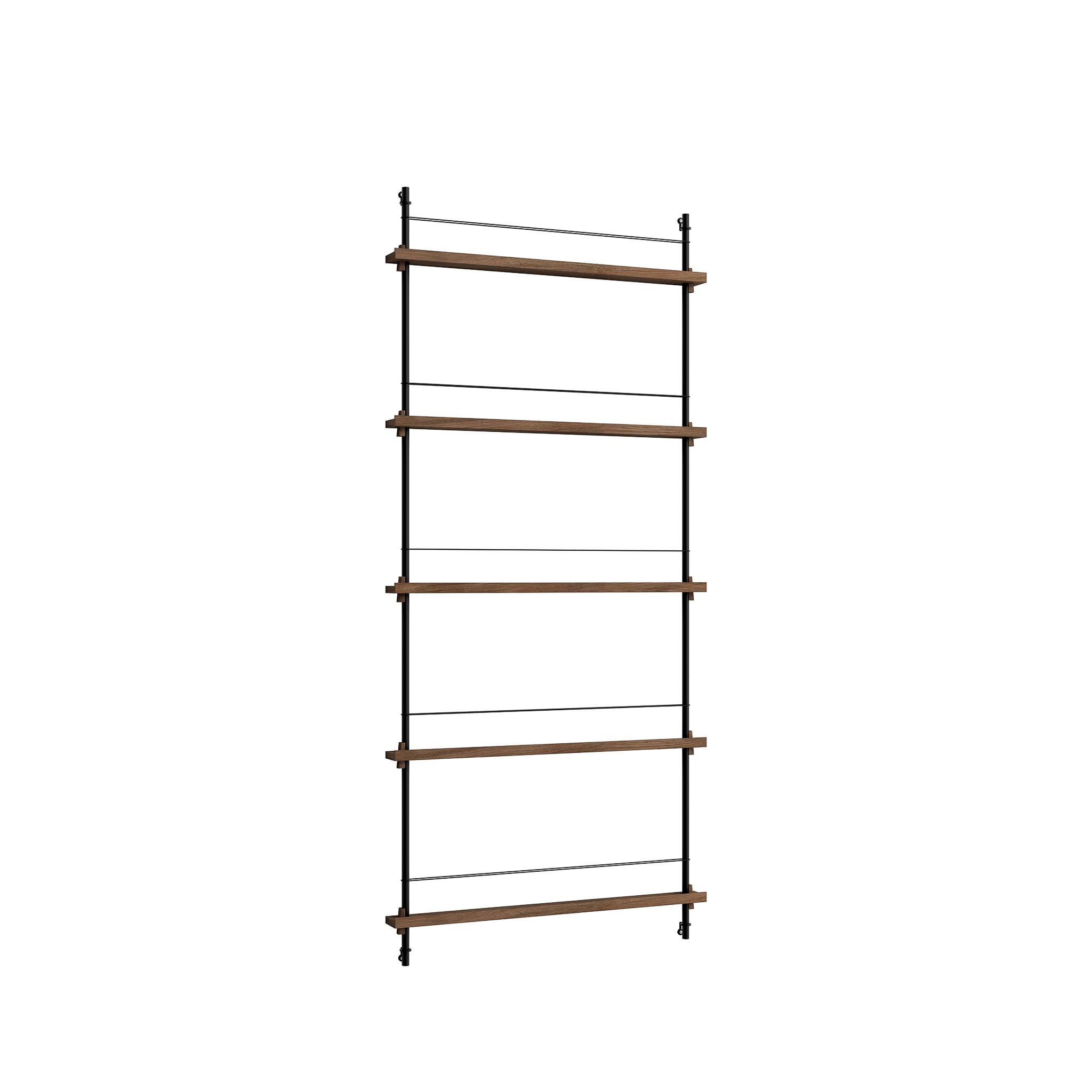 MOEBE // MAGAZINE SHELVING  - MS.180.1 | 180CM x 85CM |  BLACK SHELVES |  BLACK LEGS